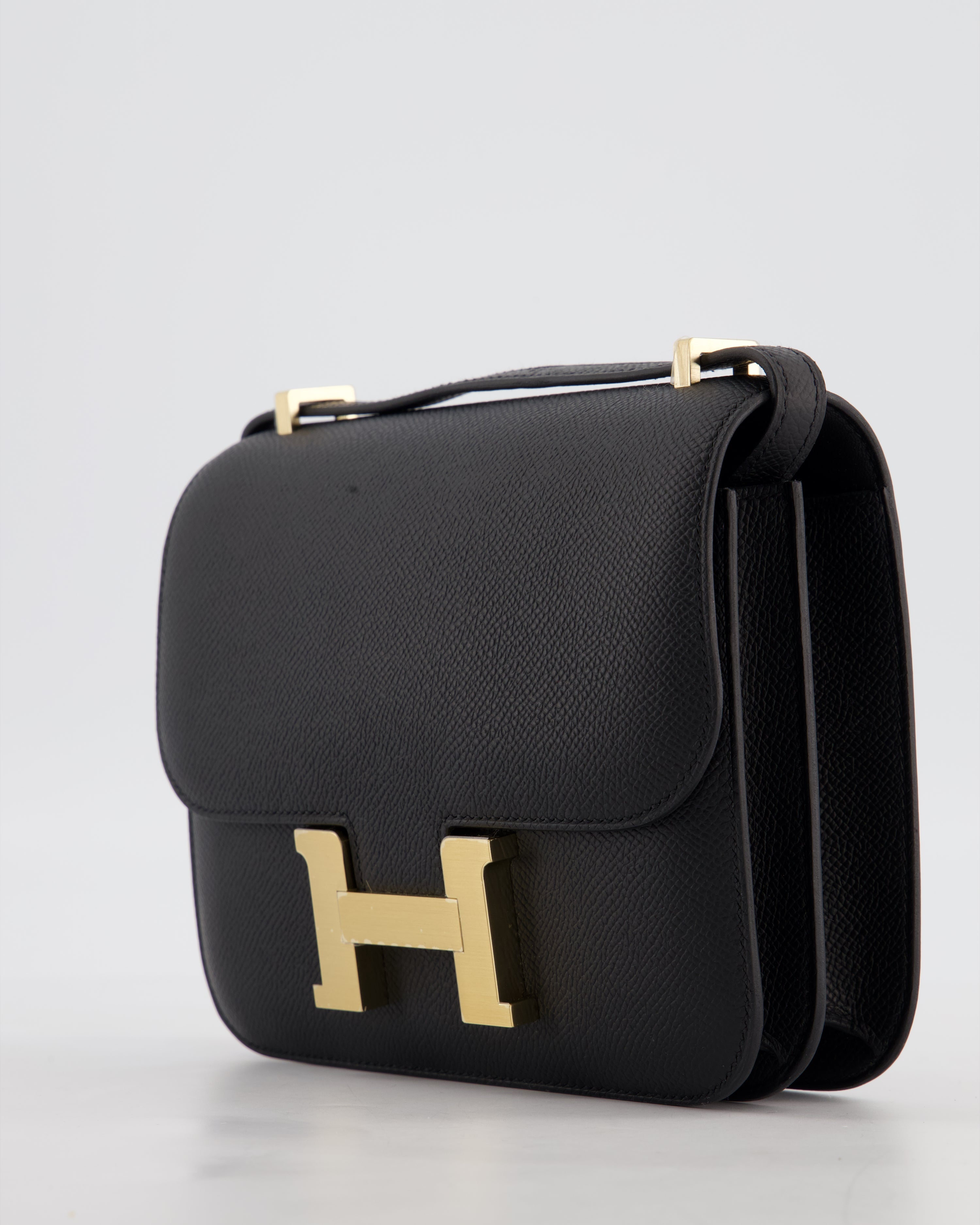 *RARE* Hermès Mini Constance III Mirror 18 Bag in Noir Epsom Leather with Brushed Permabrass Hardware