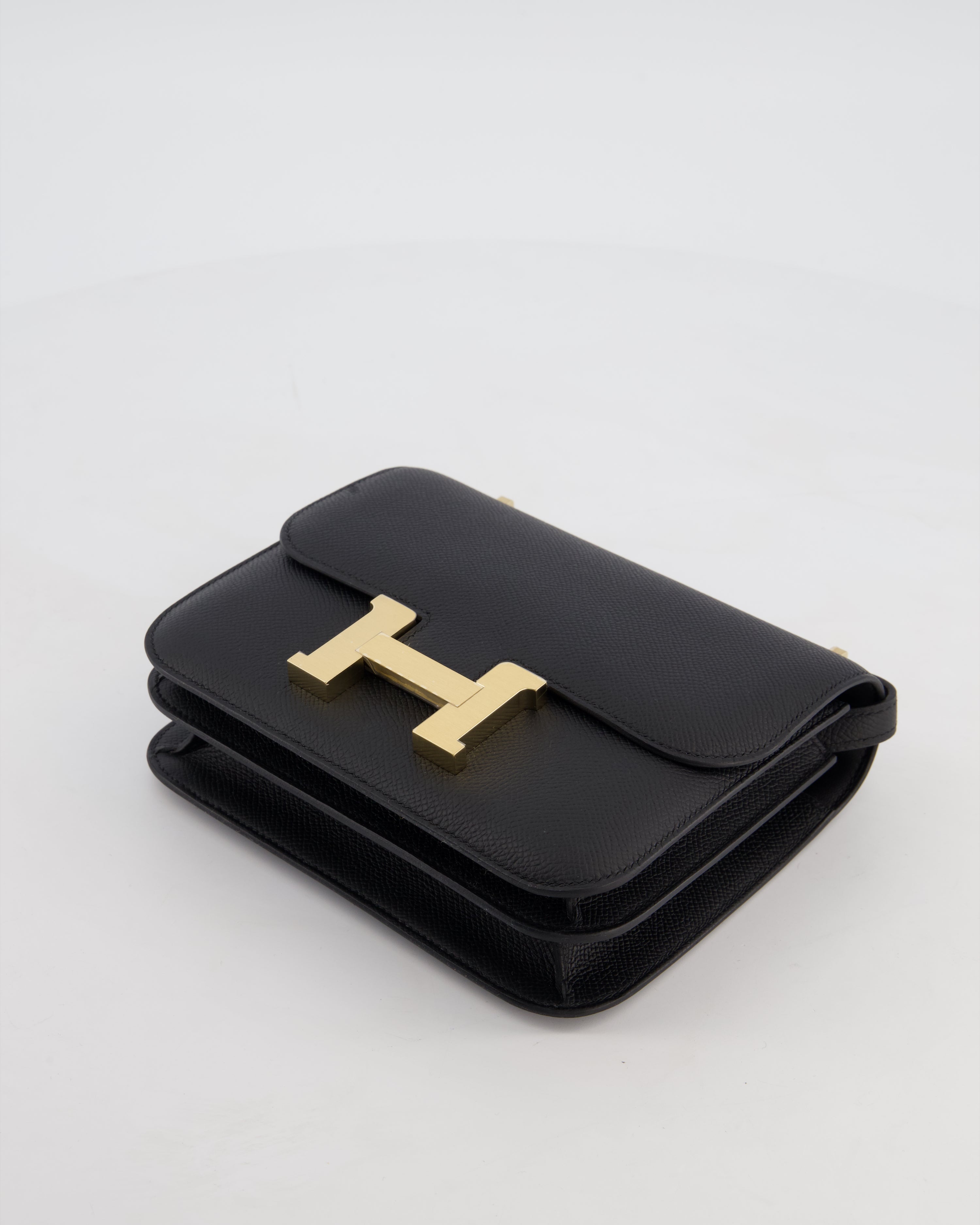 *RARE* Hermès Mini Constance III Mirror 18 Bag in Noir Epsom Leather with Brushed Permabrass Hardware