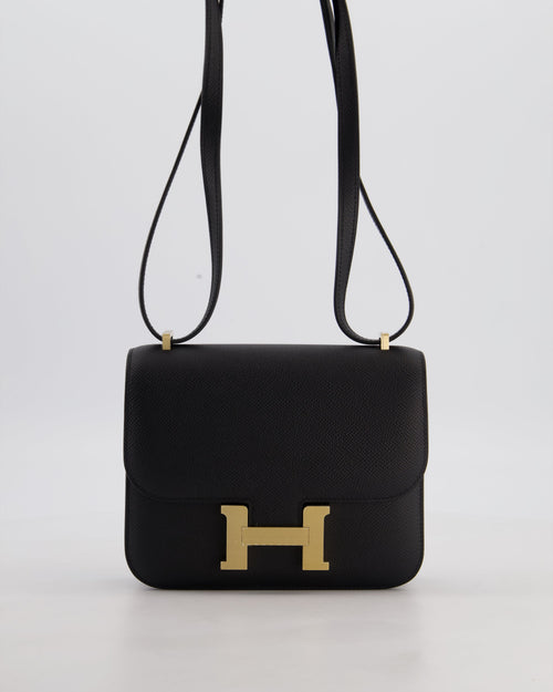 *RARE* Hermès Mini Constance III Mirror 18 Bag in Noir Epsom Leather with Brushed Permabrass Hardware