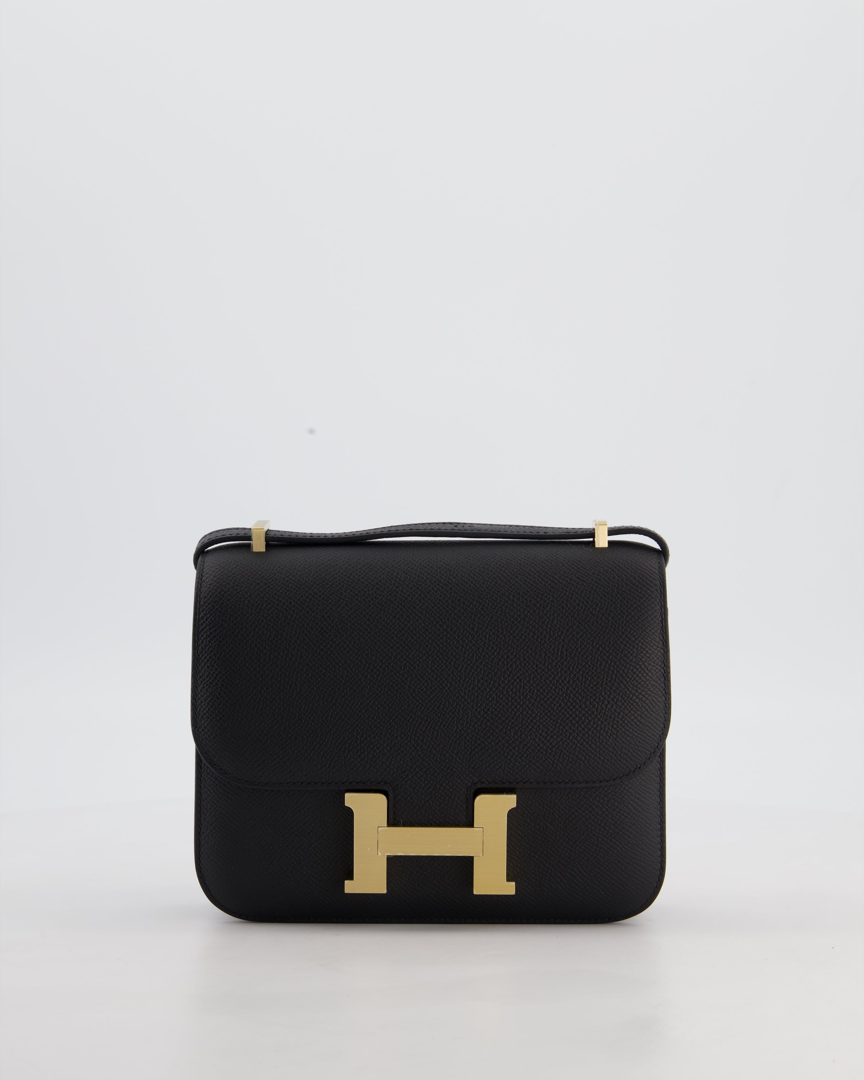 *RARE* Hermès Mini Constance III Mirror 18 Bag in Noir Epsom Leather with Brushed Permabrass Hardware