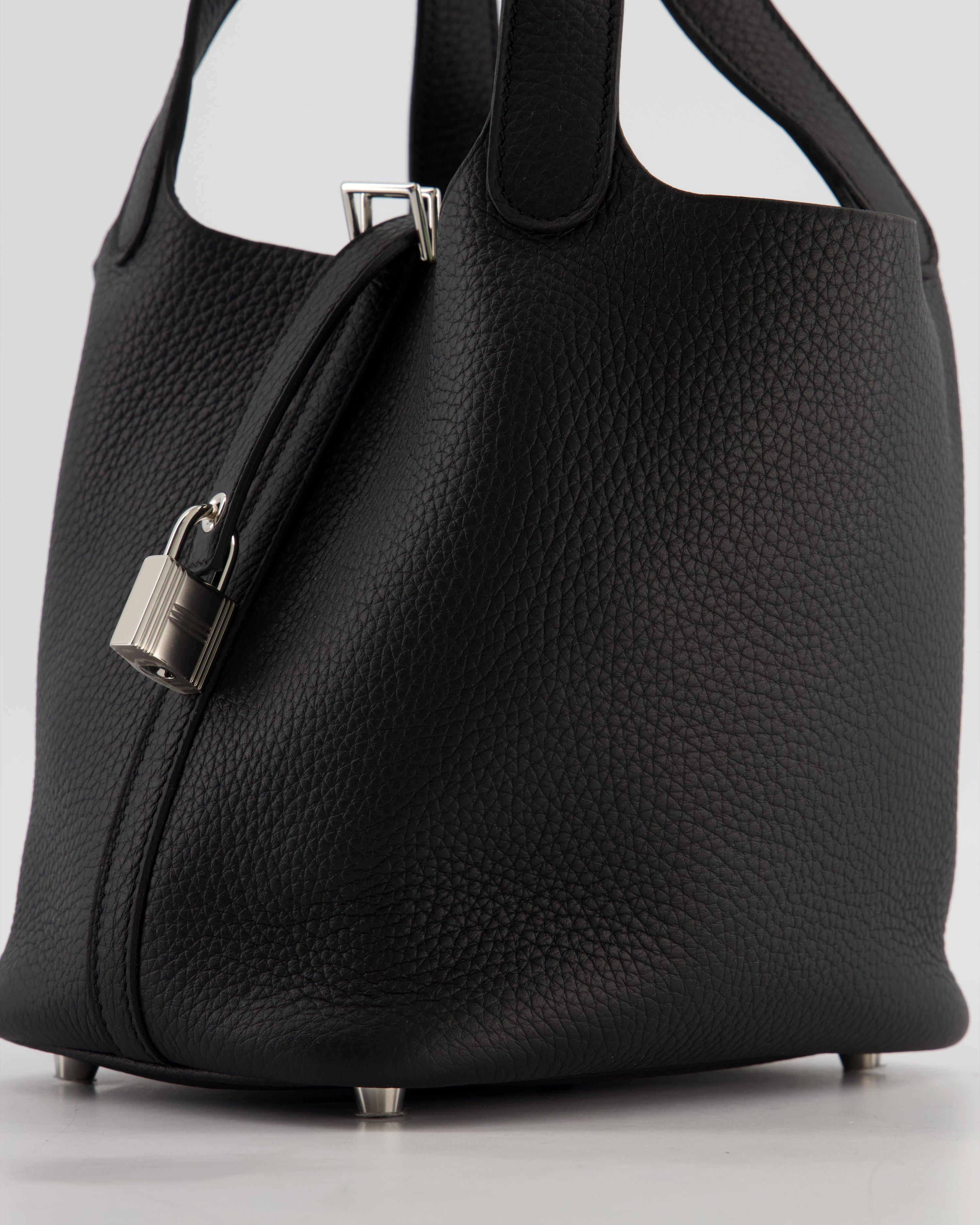 Hermès Picotin Lock 18 Bag in Noir Taurillon Clemence Leather with Palladium Hardware