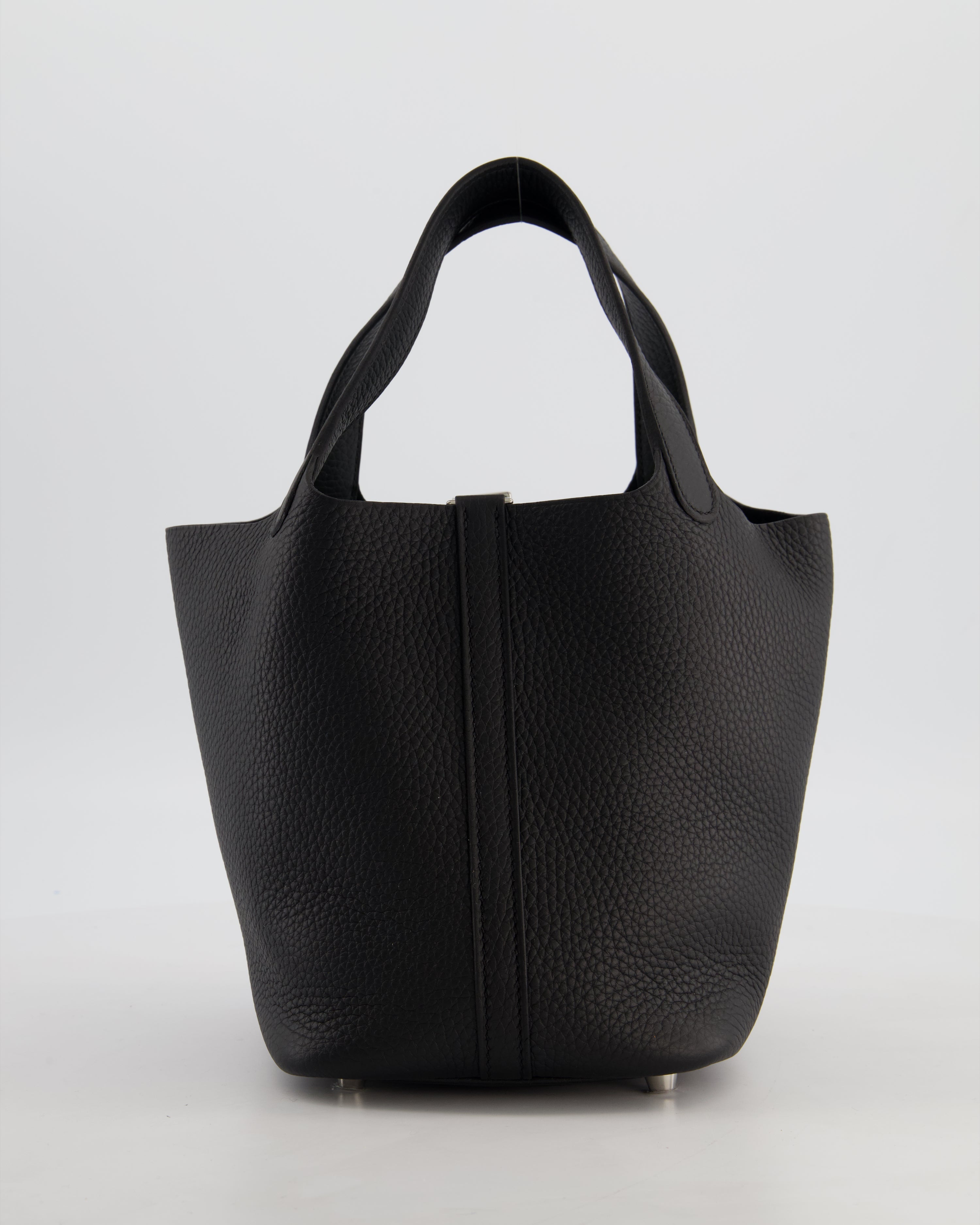 Hermès Picotin Lock 18 Bag in Noir Taurillon Clemence Leather with Palladium Hardware