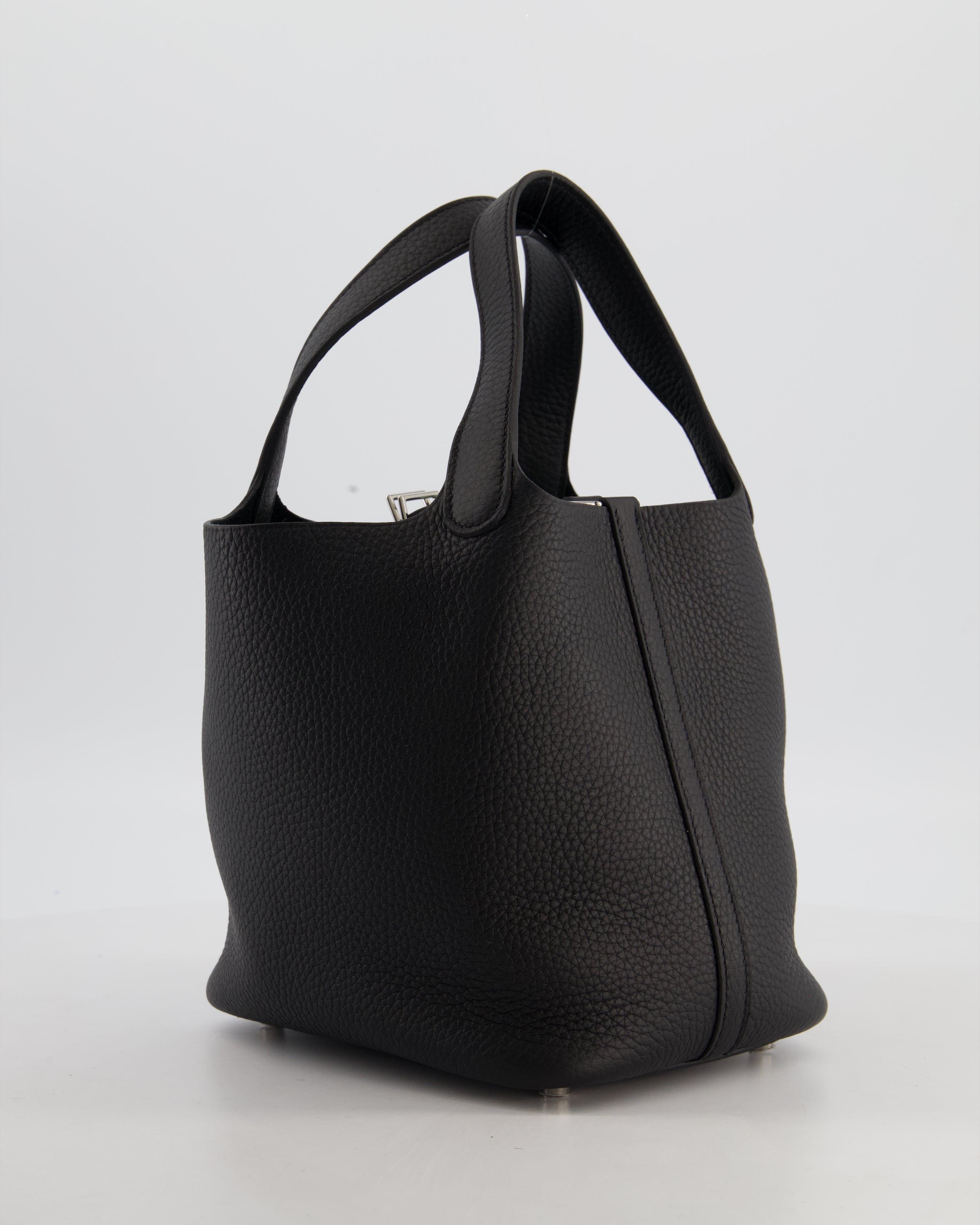 Hermès Picotin Lock 18 Bag in Noir Taurillon Clemence Leather with Palladium Hardware