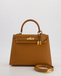 Hermès Kelly 25 Sellier Bag in Gold Epsom Leather with Gold Hardware