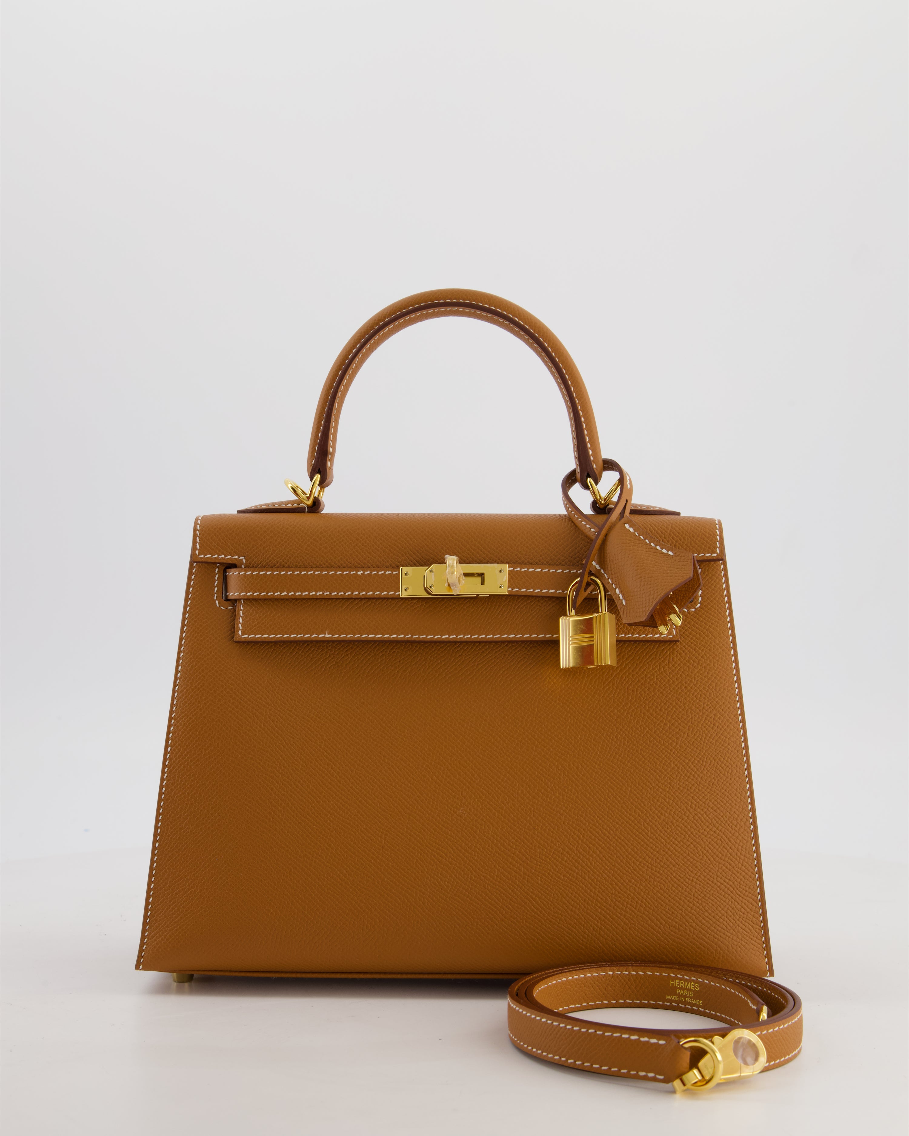 Hermès Kelly 25 Sellier Bag in Gold Epsom Leather with Gold Hardware