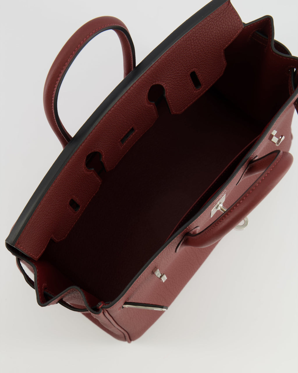 Hermès Birkin 25 Retourne Bag in Rouge H Veau Togo Leather with Palladium Hardware