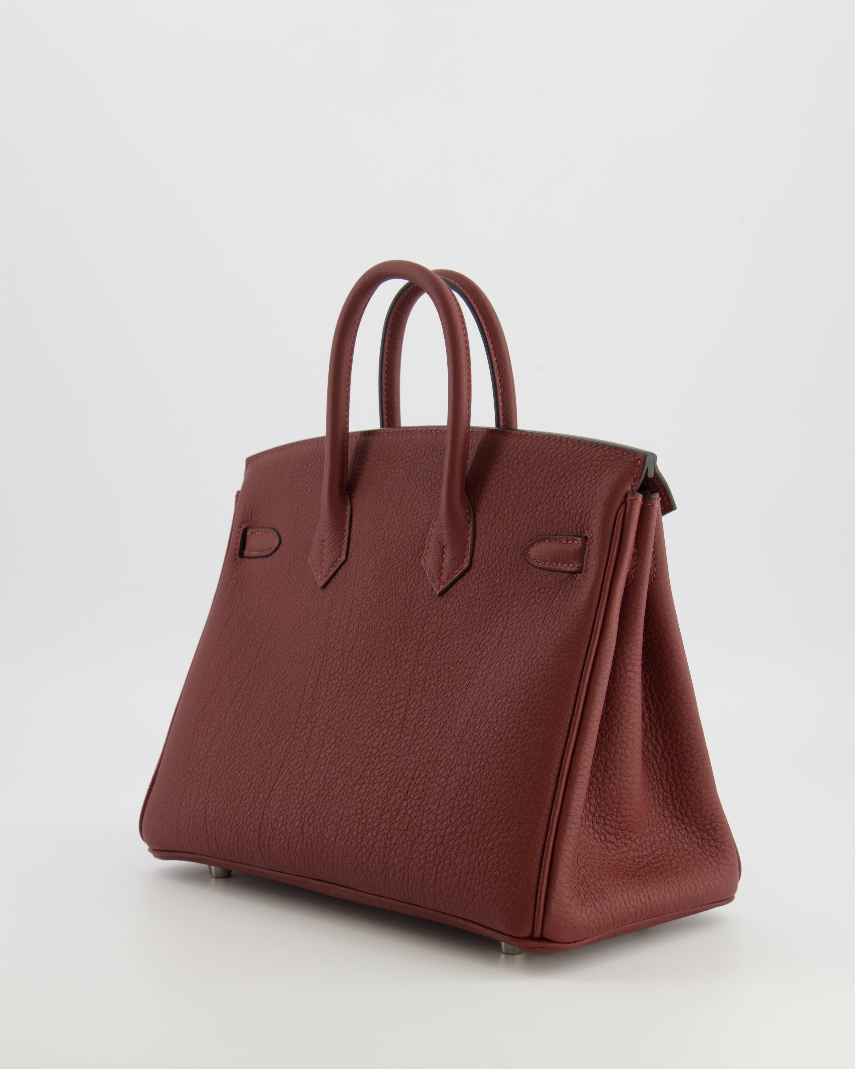 Hermès Birkin 25 Retourne Bag in Rouge H Veau Togo Leather with Palladium Hardware