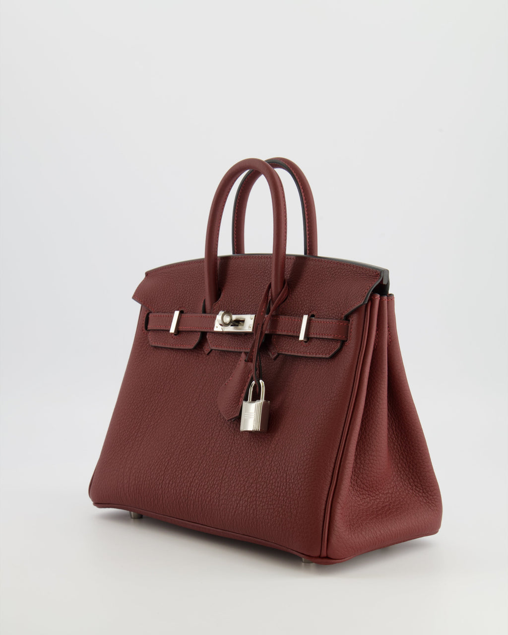 Hermès Birkin 25 Retourne Bag in Rouge H Veau Togo Leather with Palladium Hardware