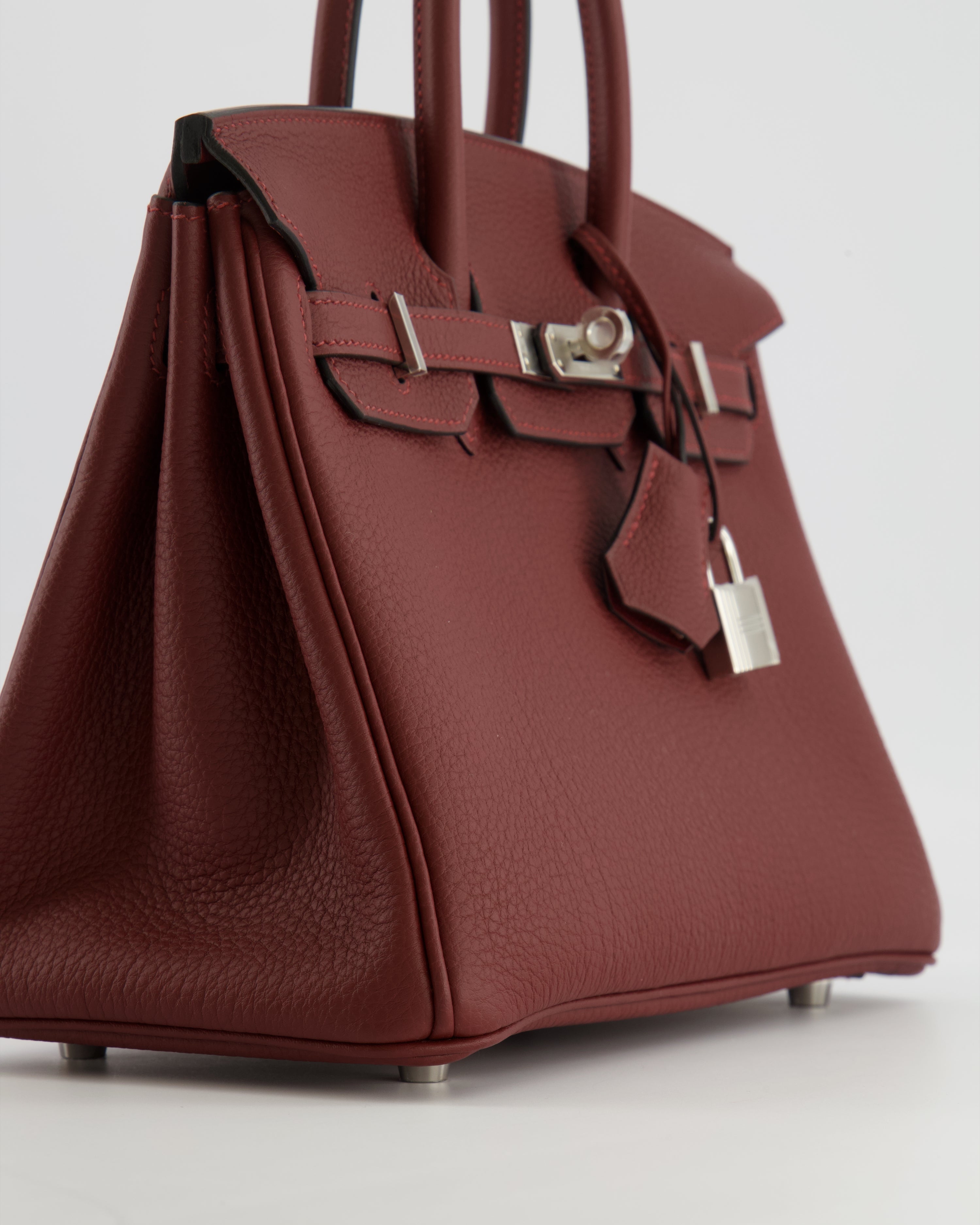 Hermès Birkin 25 Retourne Bag in Rouge H Veau Togo Leather with Palladium Hardware