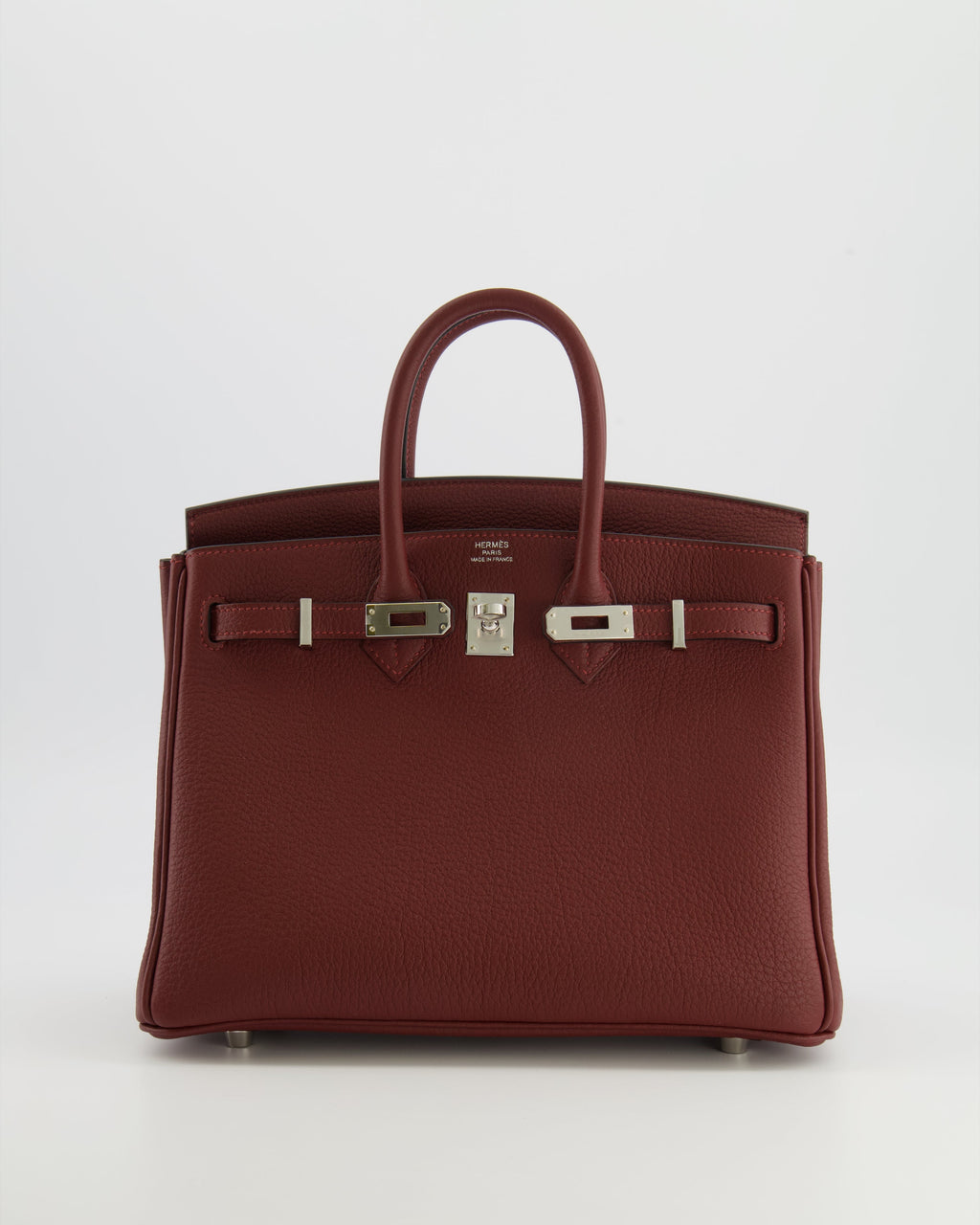 Hermès Birkin 25 Retourne Bag in Rouge H Veau Togo Leather with Palladium Hardware