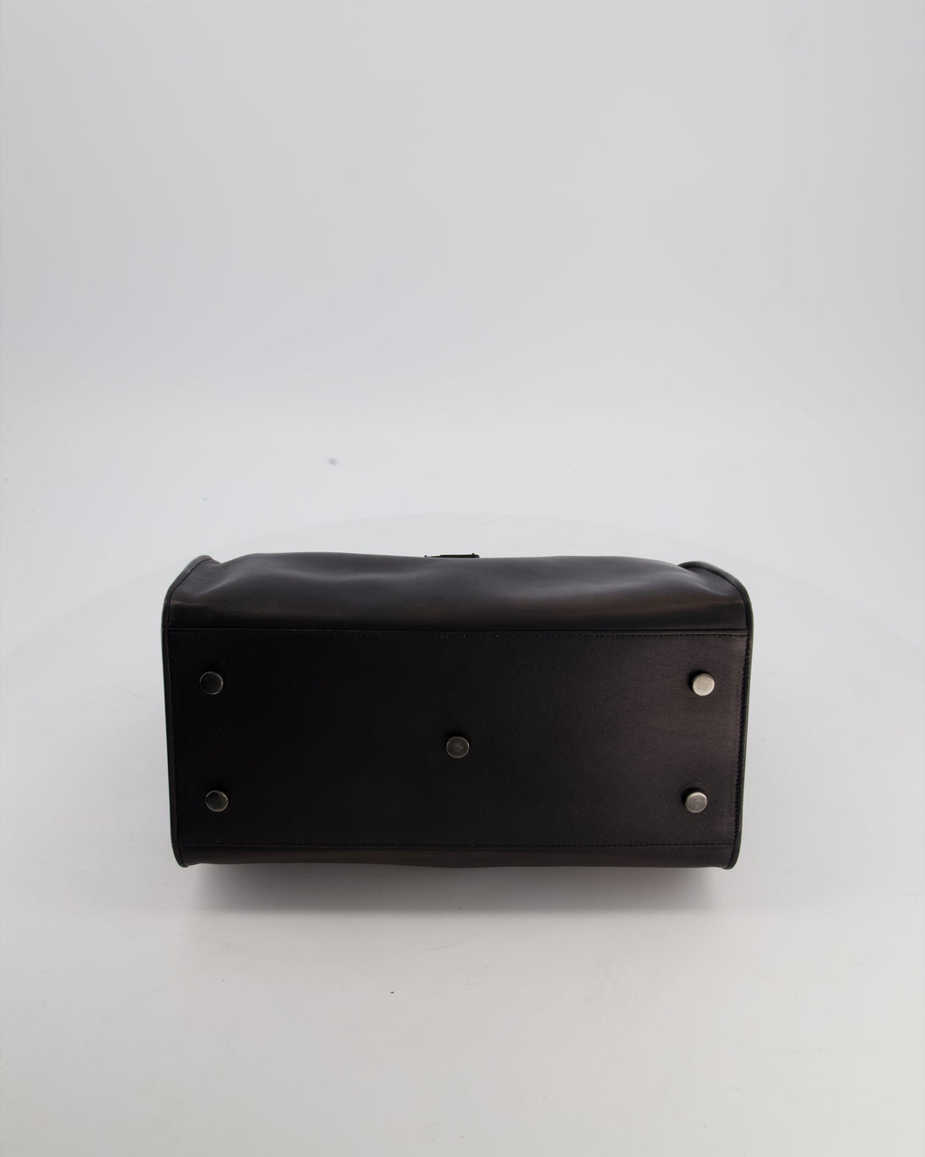 Saint Laurent Black Small Monogram Cabas Satchel Bag in Calfskin Leather and Black Hardware