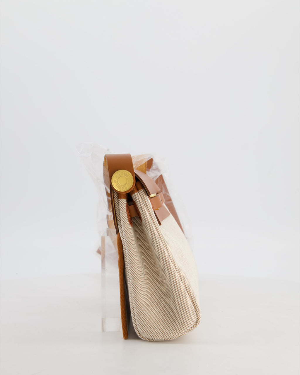 *HOT* Hermès Herbag Zip 20 Bag in Fauve Vache Hunter Leather & Ecru/Beige Viking Canvas with Gold Hardware