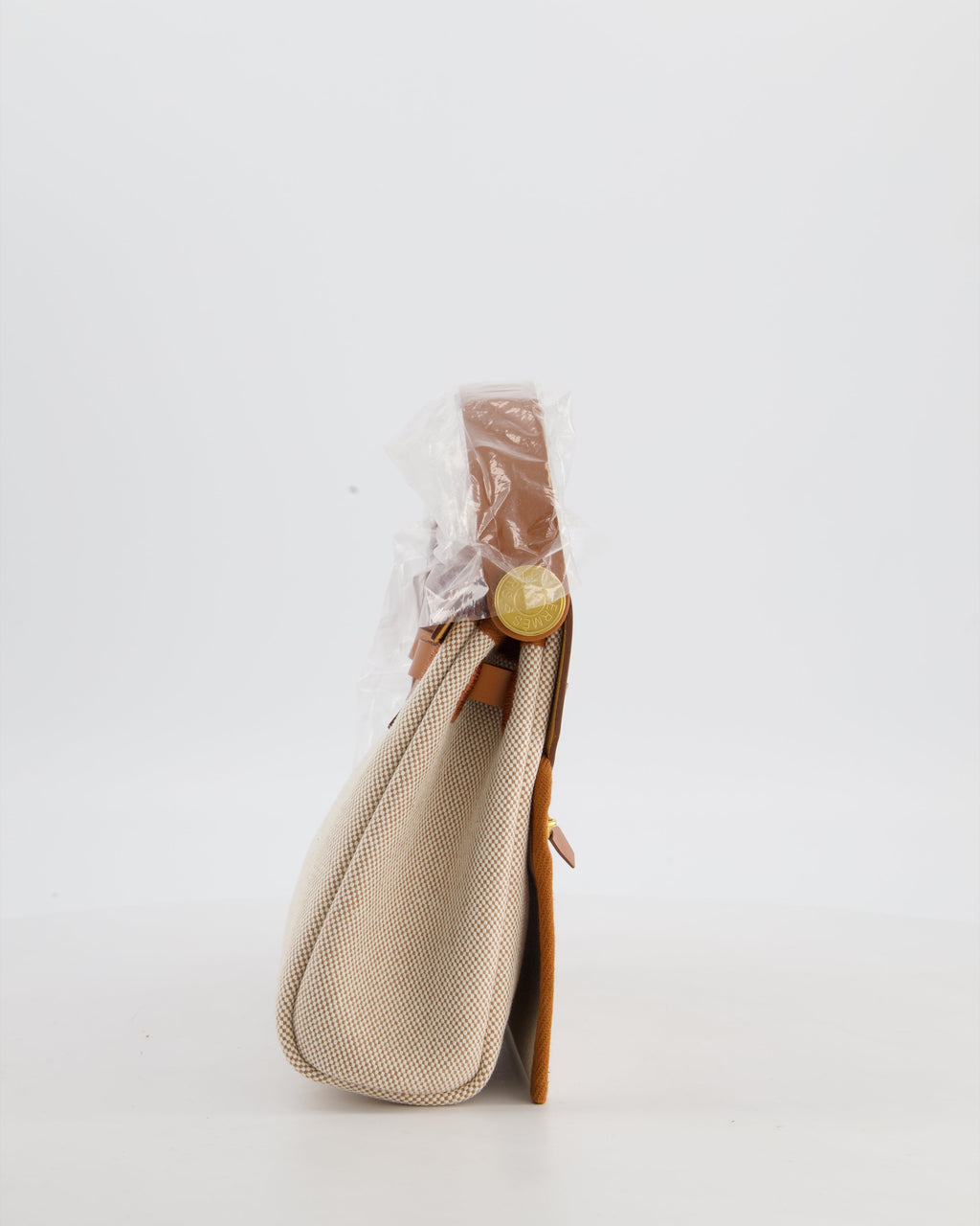 *HOT* Hermès Herbag Zip 20 Bag in Fauve Vache Hunter Leather & Ecru/Beige Viking Canvas with Gold Hardware