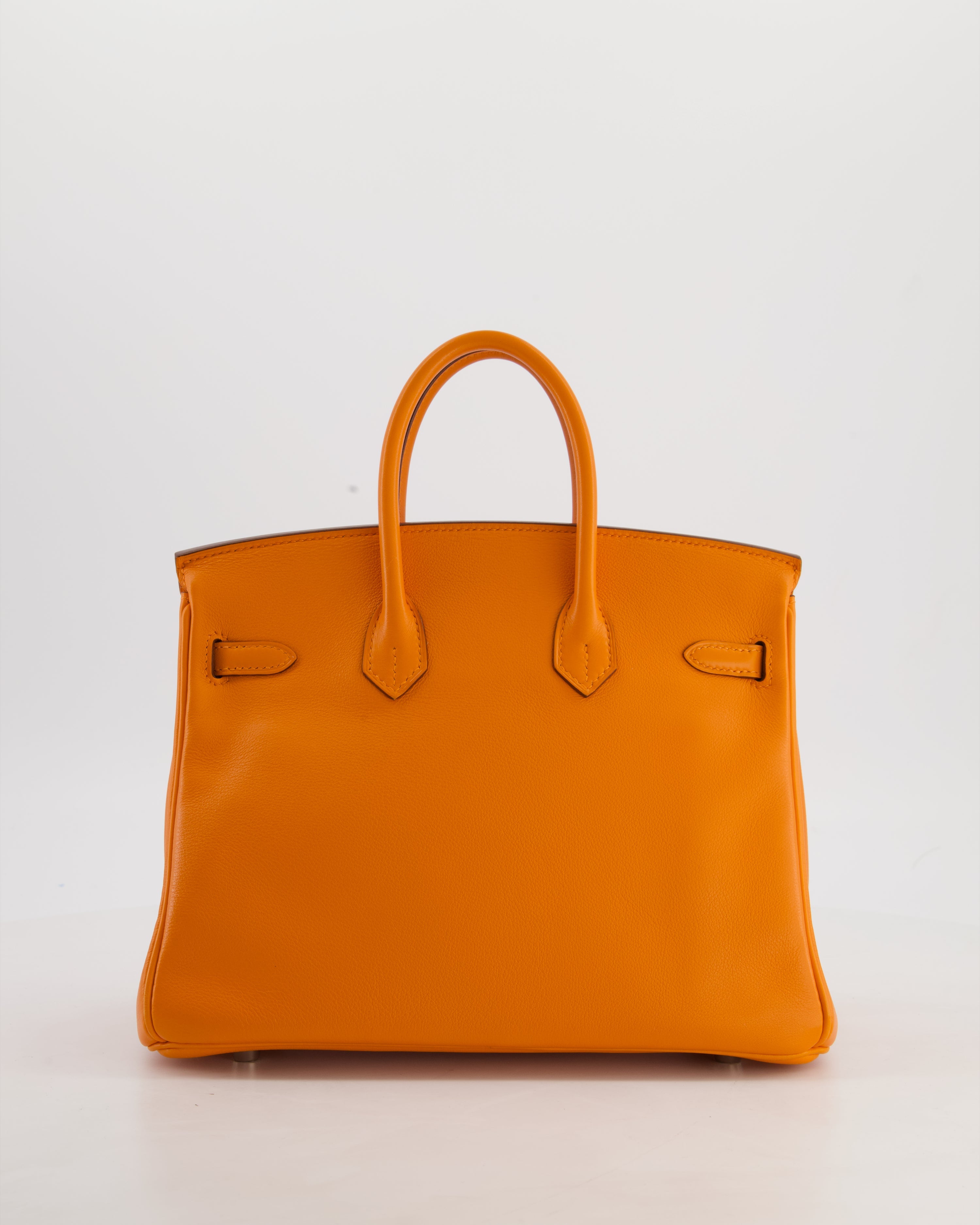 Hermès Birkin 25 Retourne Bag in Orange Swift Leather with Palladium Hardware