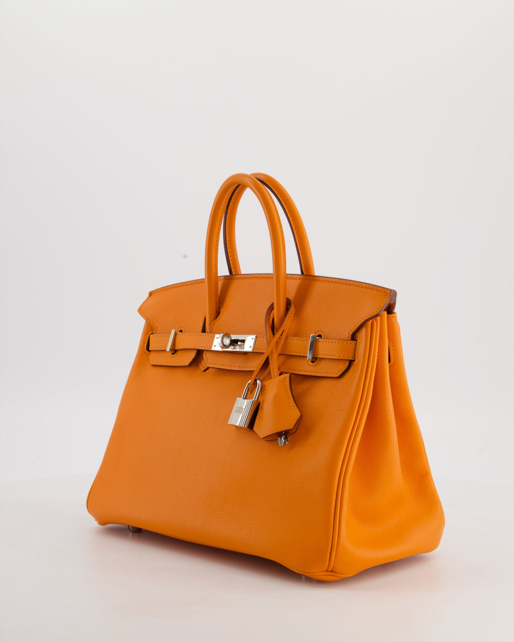 Hermès Birkin 25 Retourne Bag in Orange Swift Leather with Palladium Hardware