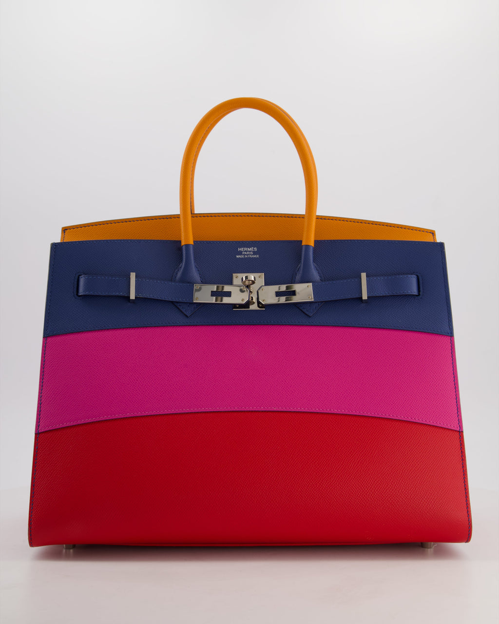 *BLUE BOX* Hermès Birkin 35 Sunset Sellier Bag in Abricot, Agate, Magnolia & Rouge Casaque Epsom Leather with Palladium Hardware
