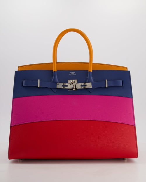 *BLUE BOX* Hermès Birkin 35 Sunset Sellier Bag in Abricot, Agate, Magnolia & Rouge Casaque Epsom Leather with Palladium Hardware