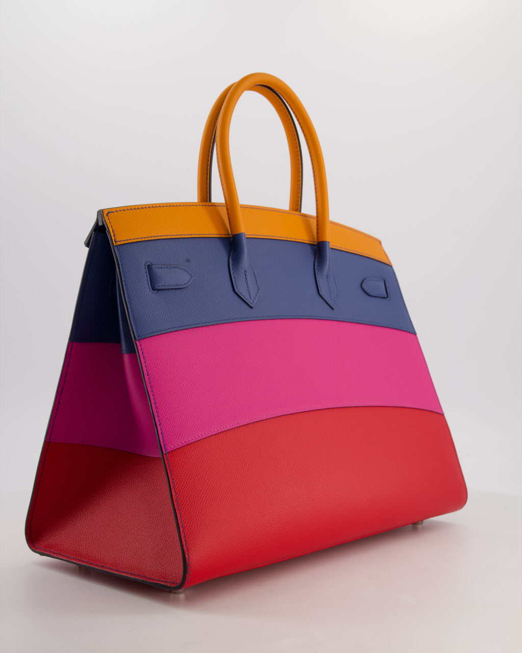 *BLUE BOX* Hermès Birkin 35 Sunset Sellier Bag in Abricot, Agate, Magnolia & Rouge Casaque Epsom Leather with Palladium Hardware