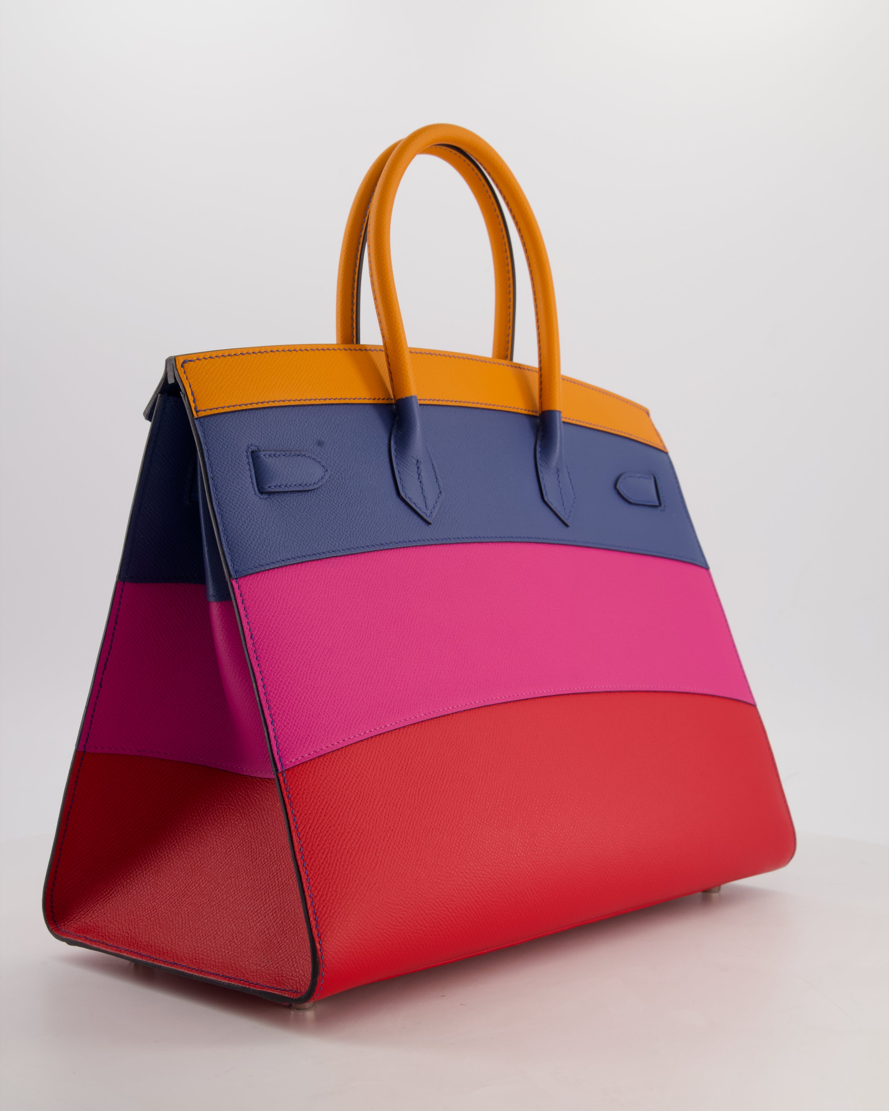 *BLUE BOX* Hermès Birkin 35 Sunset Sellier Bag in Abricot, Agate, Magnolia & Rouge Casaque Epsom Leather with Palladium Hardware