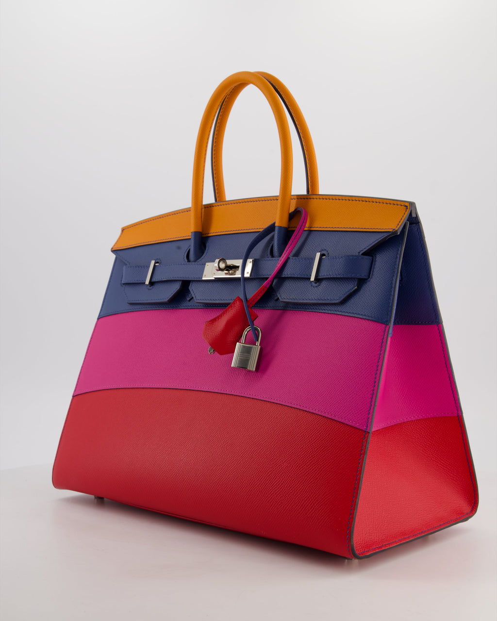 *BLUE BOX* Hermès Birkin 35 Sunset Sellier Bag in Abricot, Agate, Magnolia & Rouge Casaque Epsom Leather with Palladium Hardware