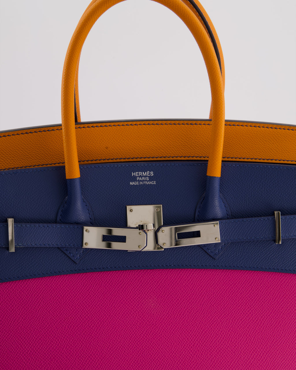 *BLUE BOX* Hermès Birkin 35 Sunset Sellier Bag in Abricot, Agate, Magnolia & Rouge Casaque Epsom Leather with Palladium Hardware