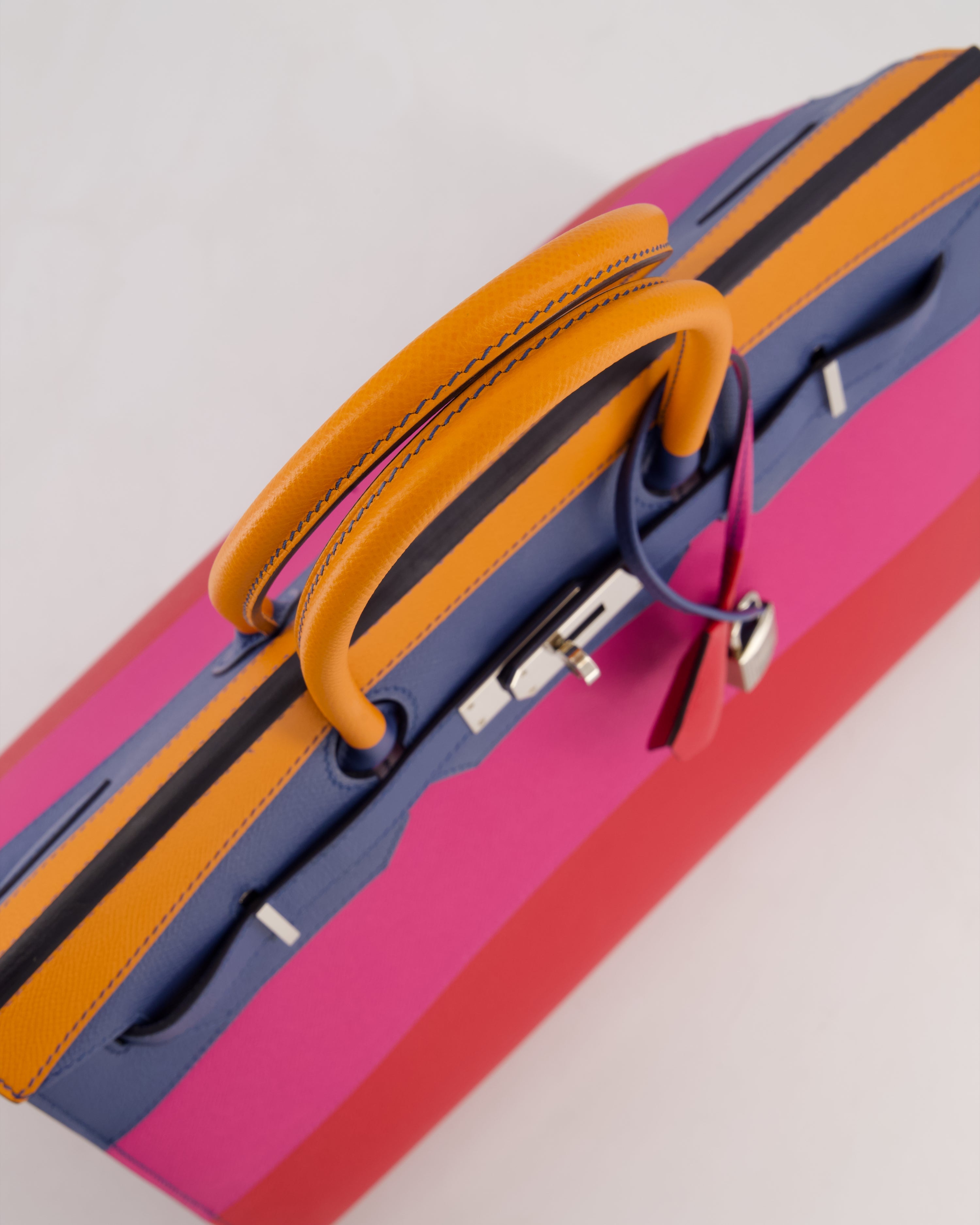 *BLUE BOX* Hermès Birkin 35 Sunset Sellier Bag in Abricot, Agate, Magnolia & Rouge Casaque Epsom Leather with Palladium Hardware