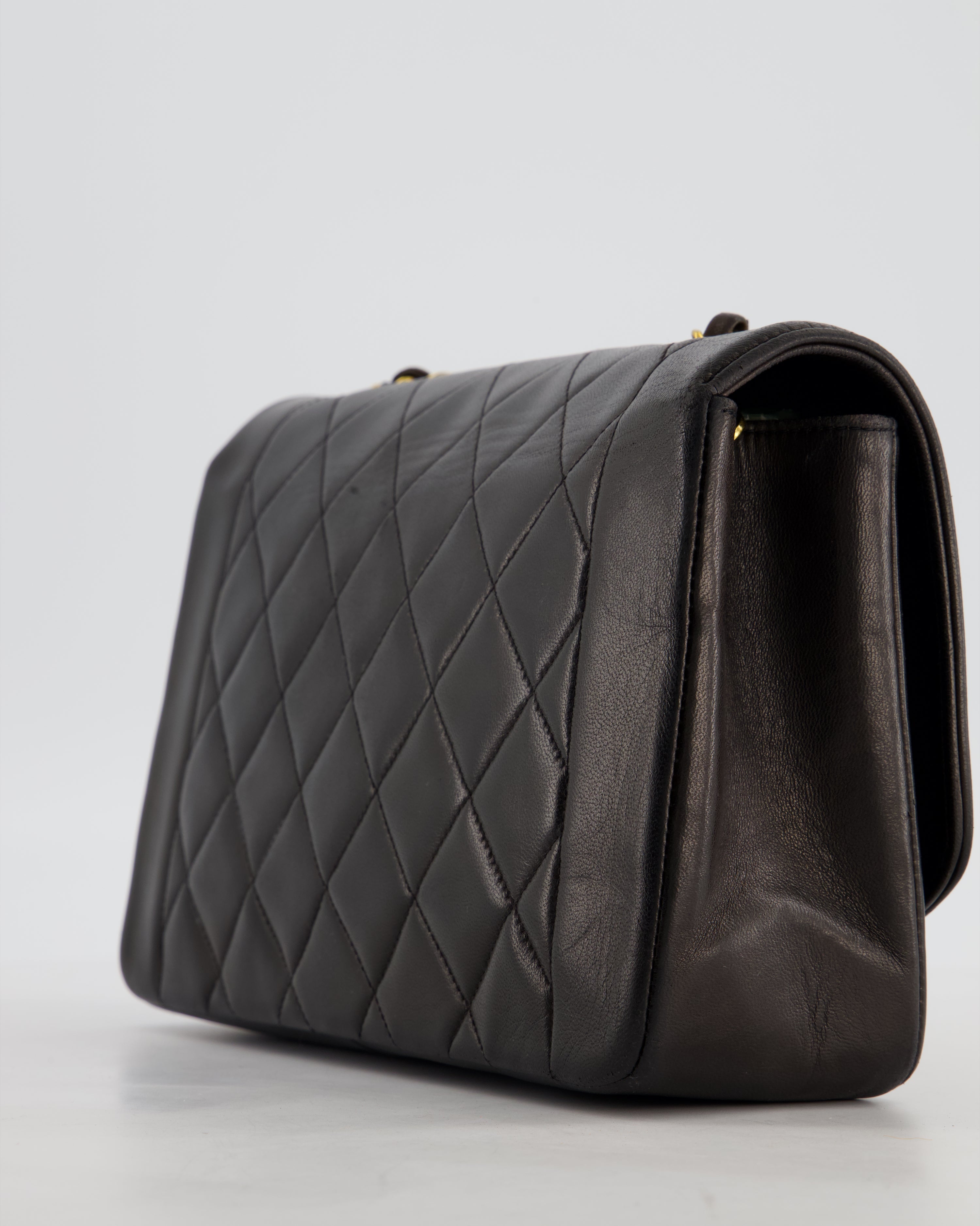 Chanel Vintage Espresso Brown Medium Diana Flap Bag in Lambskin Leather with 24K Gold Hardware
