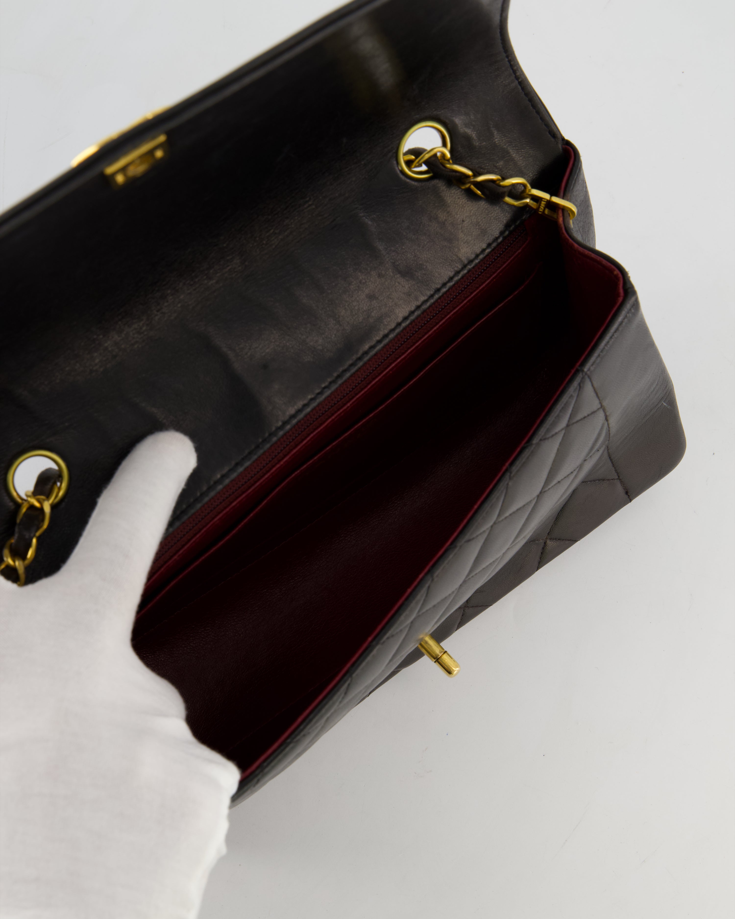 Chanel Vintage Espresso Brown Medium Diana Flap Bag in Lambskin Leather with 24K Gold Hardware
