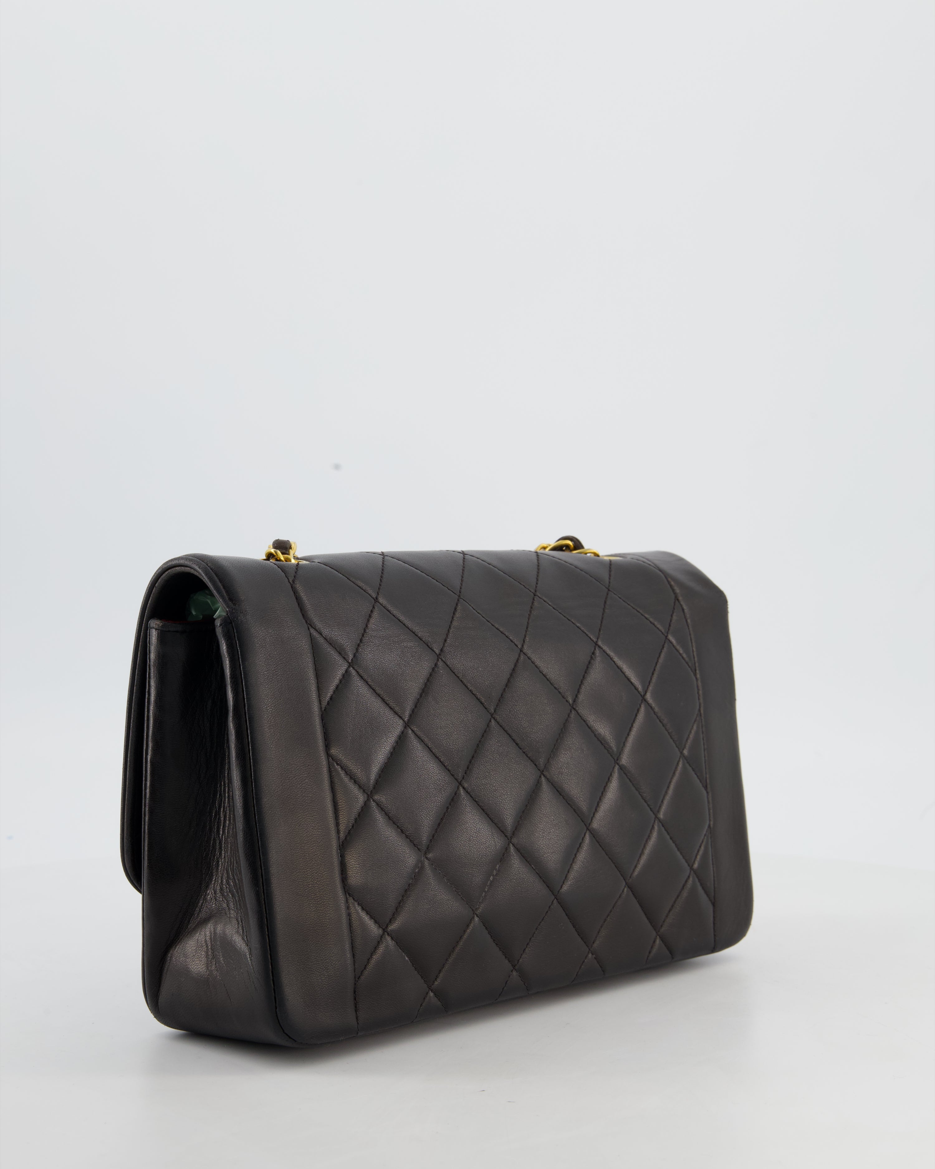 Chanel Vintage Espresso Brown Medium Diana Flap Bag in Lambskin Leather with 24K Gold Hardware