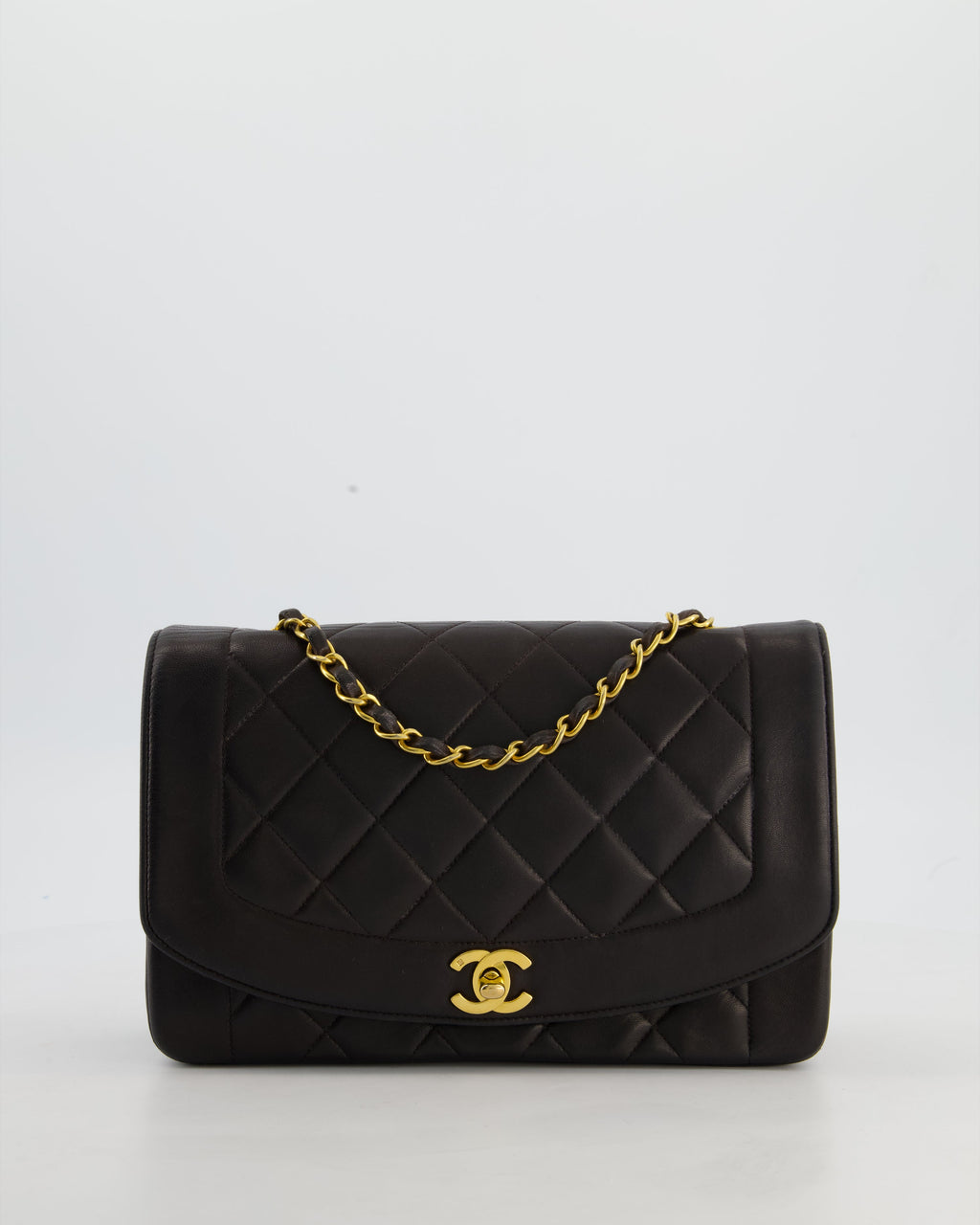 Chanel Vintage Espresso Brown Medium Diana Flap Bag in Lambskin Leather with 24K Gold Hardware