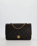 Chanel Vintage Espresso Brown Medium Diana Flap Bag in Lambskin Leather with 24K Gold Hardware