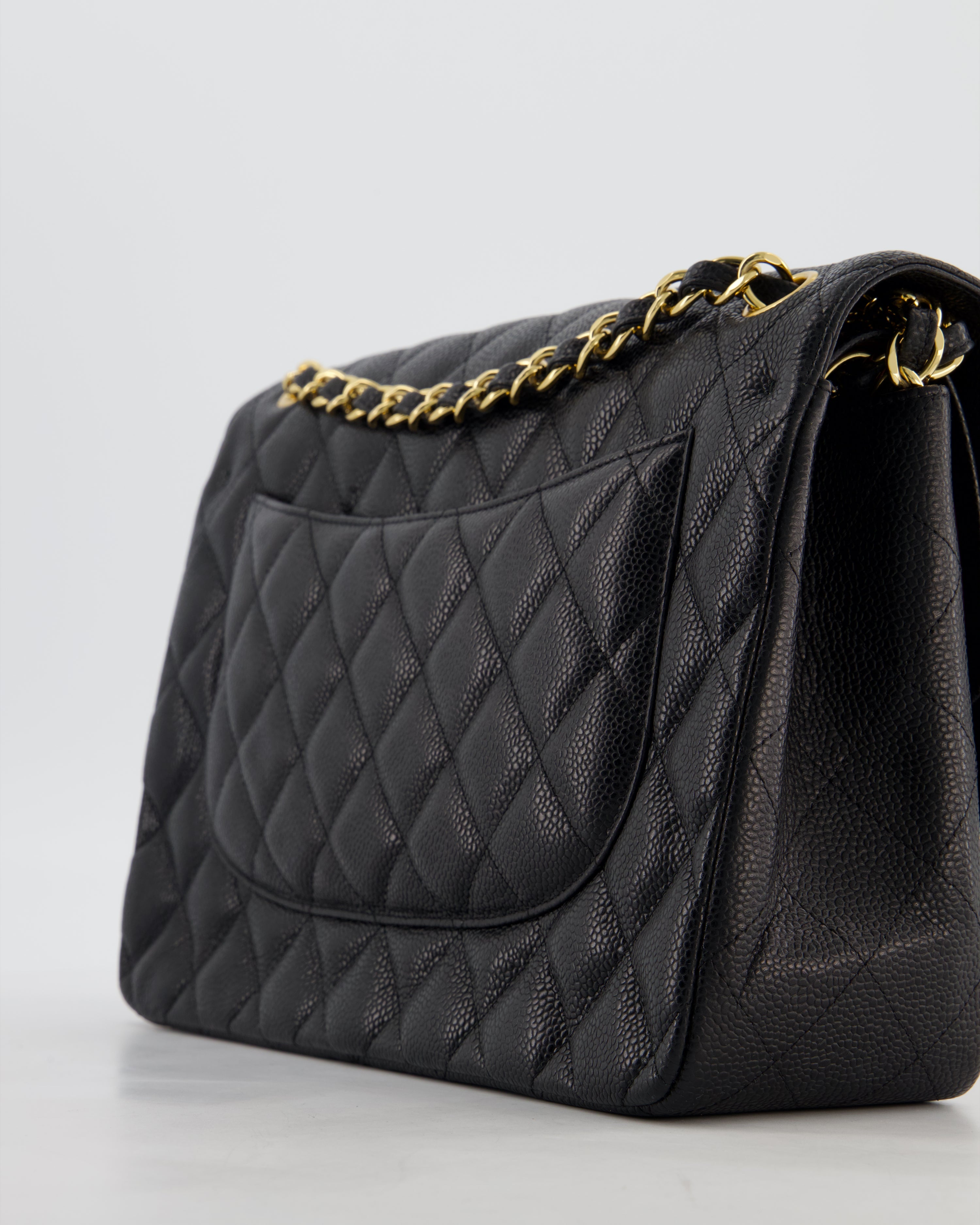 Chanel Jumbo Classic Double Flap Bag in Black Caviar Leather with Gold Hardware RRP £9,540