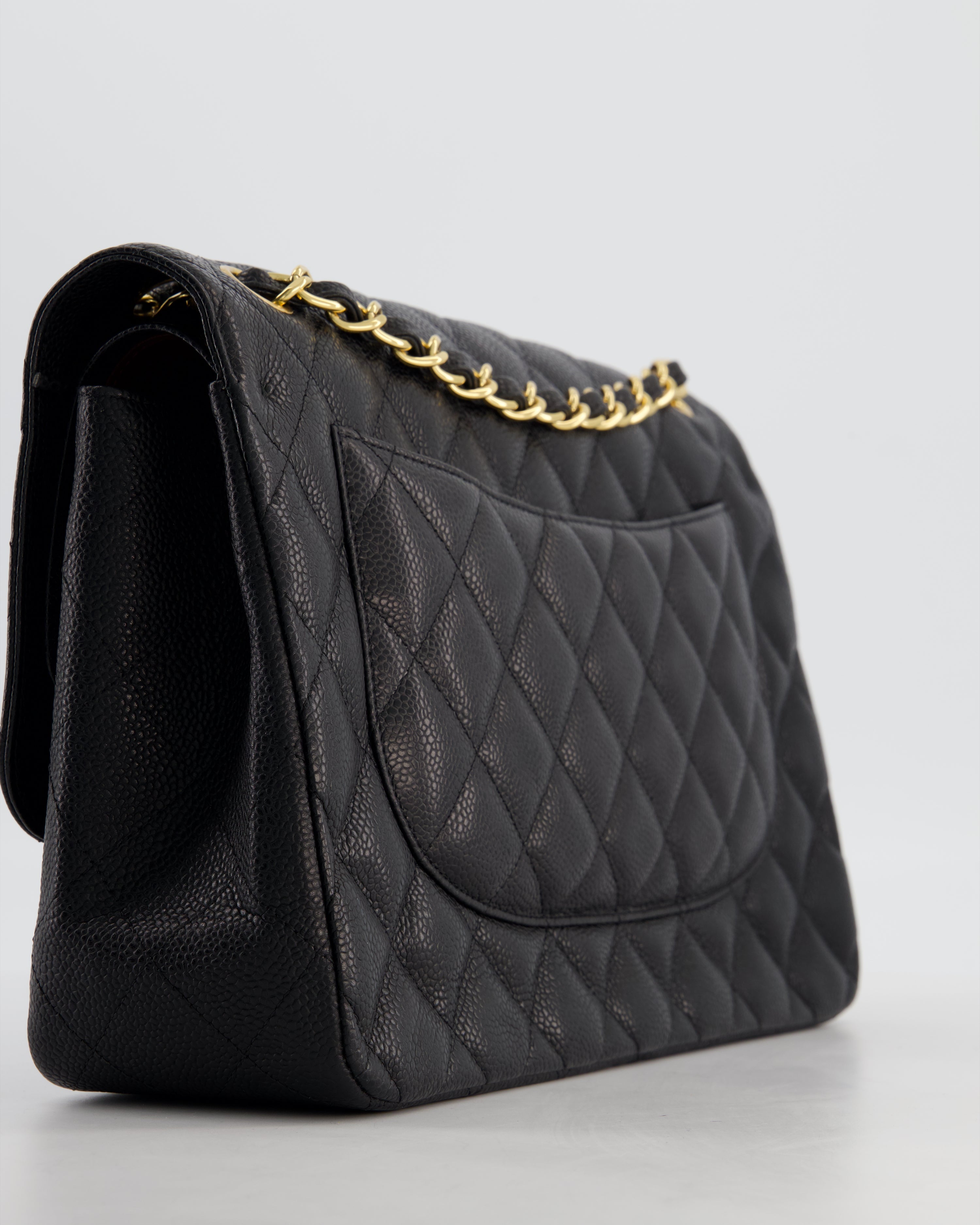 Chanel Jumbo Classic Double Flap Bag in Black Caviar Leather with Gold Hardware RRP £9,540