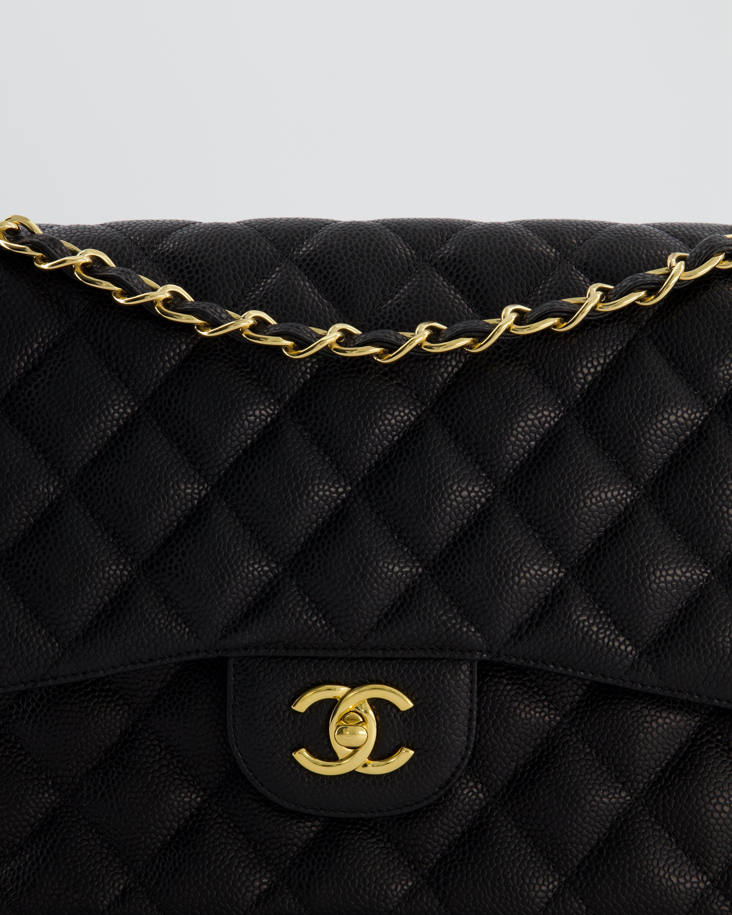 Chanel Jumbo Classic Double Flap Bag in Black Caviar Leather with Gold Hardware RRP £9,540