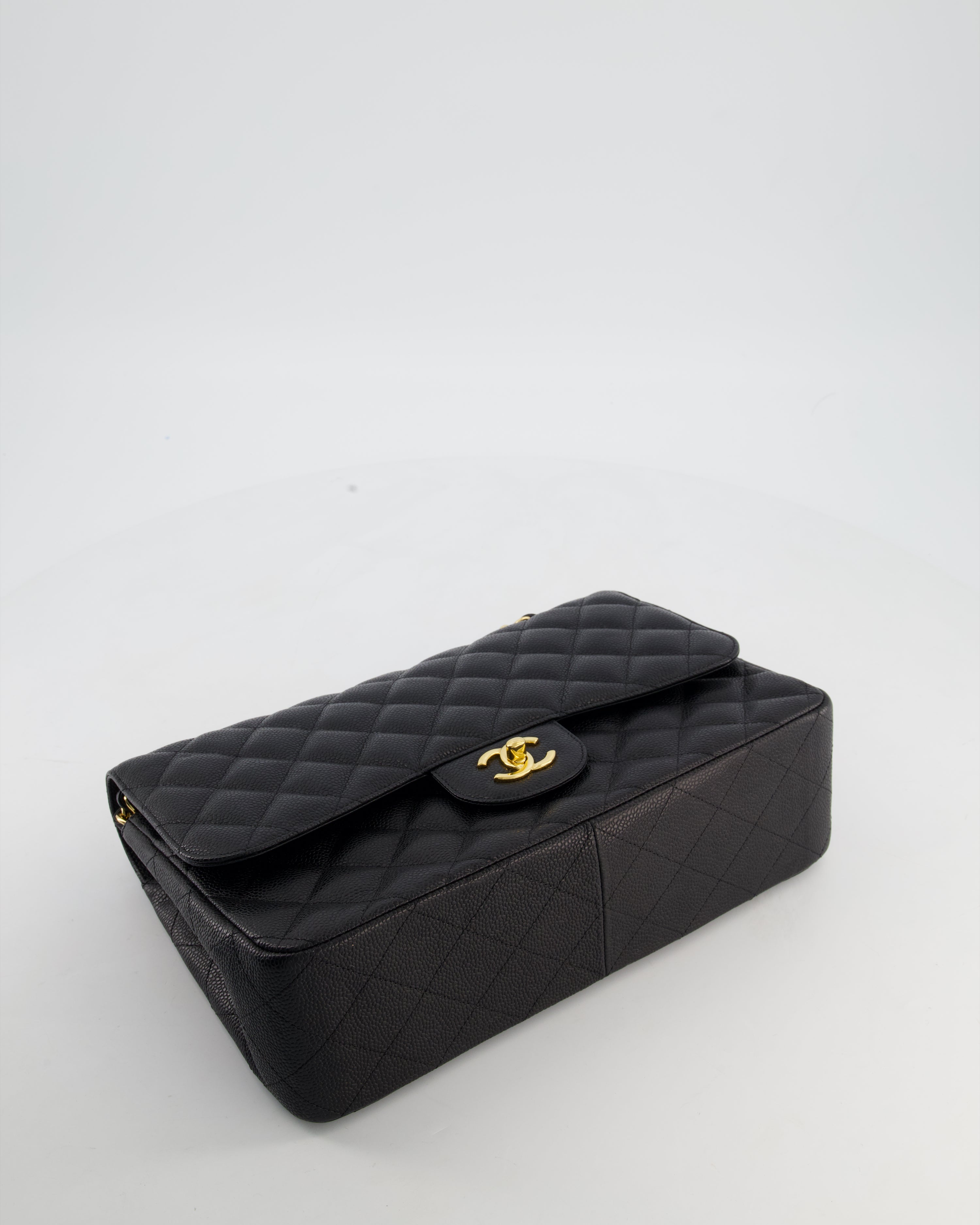Chanel Jumbo Classic Double Flap Bag in Black Caviar Leather with Gold Hardware RRP £9,540