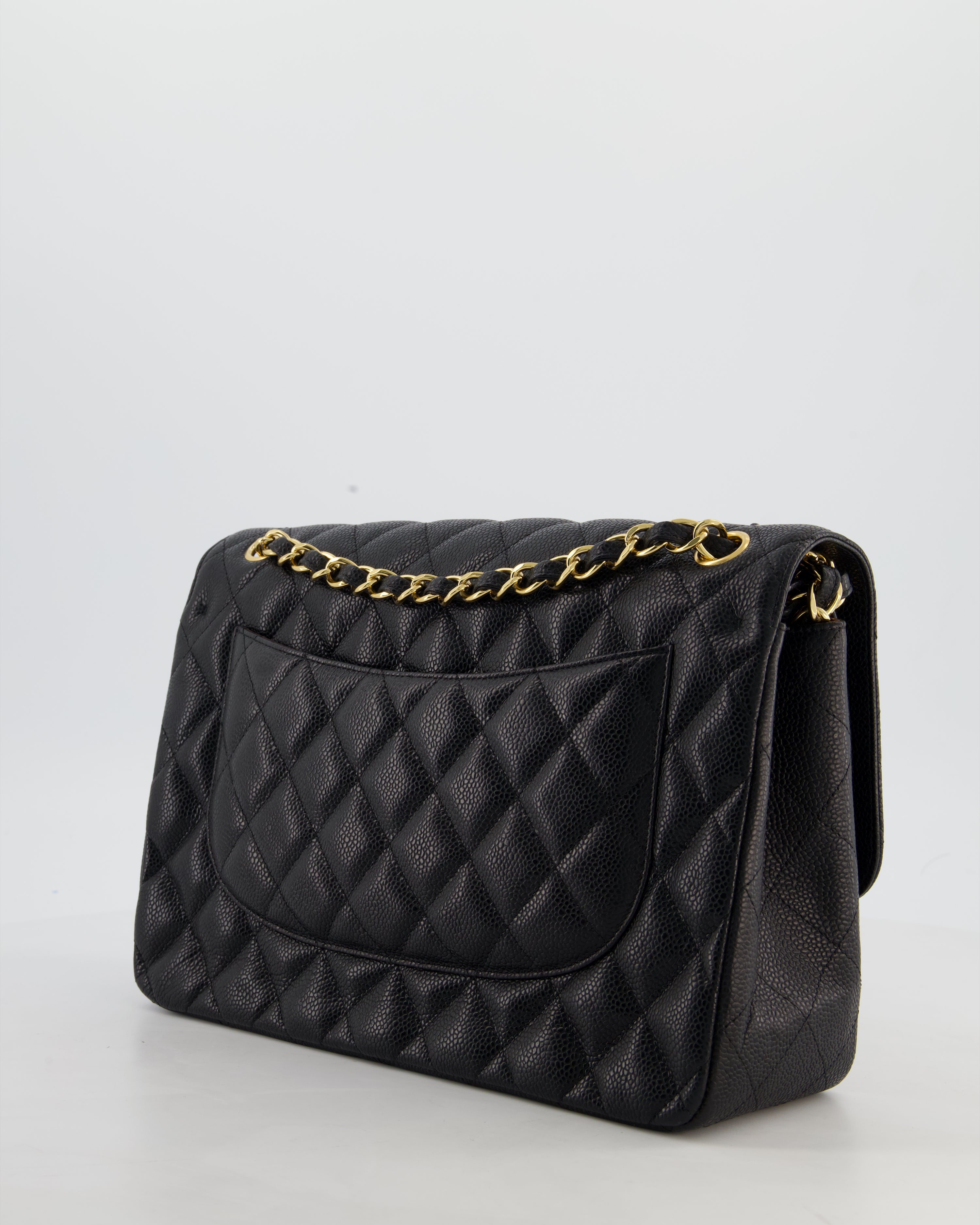 Chanel Jumbo Classic Double Flap Bag in Black Caviar Leather with Gold Hardware RRP £9,540