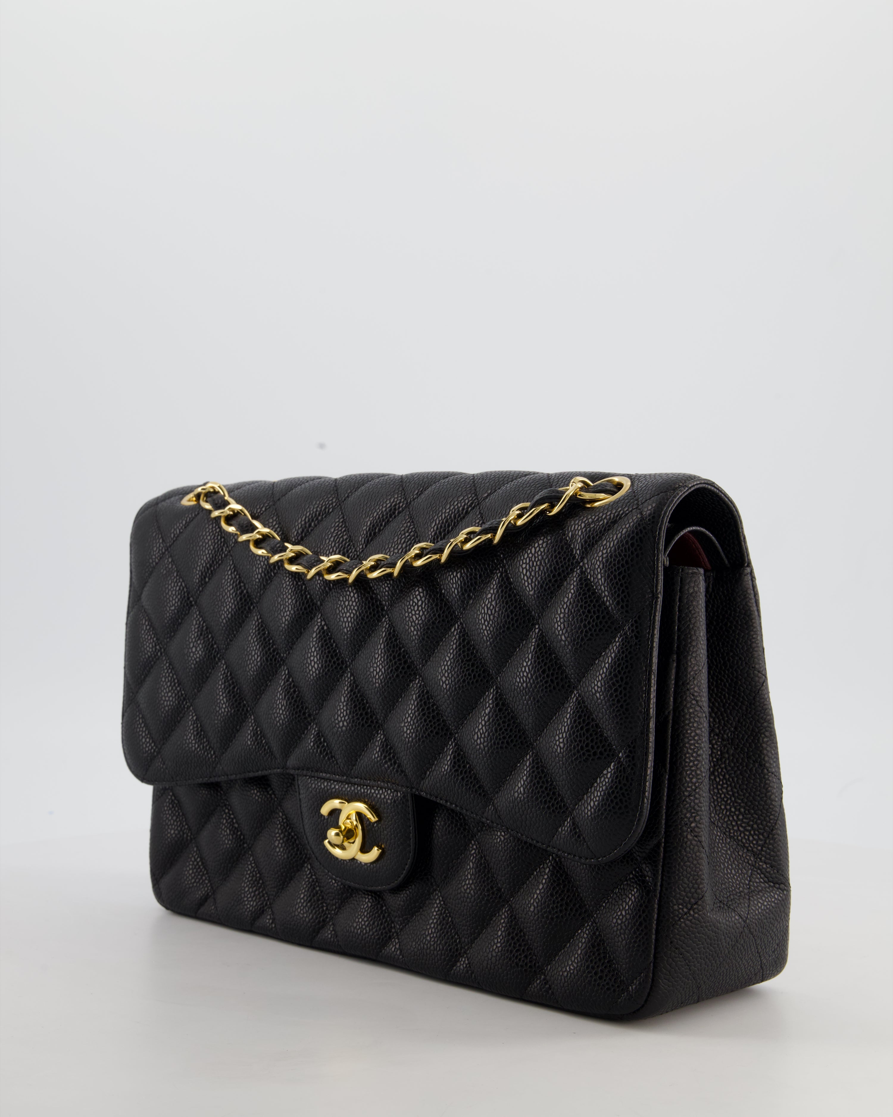 Chanel Jumbo Classic Double Flap Bag in Black Caviar Leather with Gold Hardware RRP £9,540