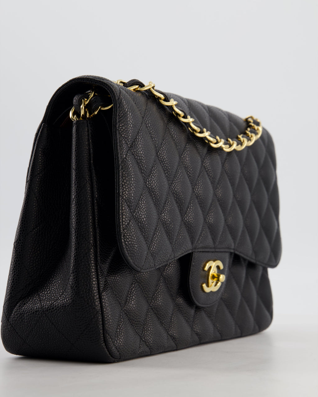 Chanel Jumbo Classic Double Flap Bag in Black Caviar Leather with Gold Hardware RRP £9,540