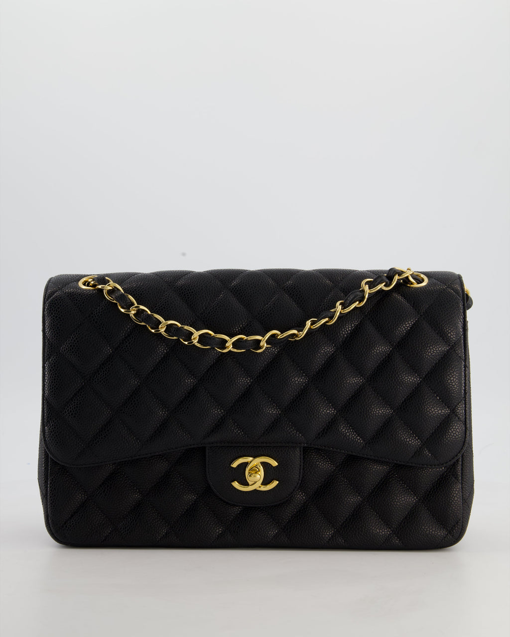 Chanel Jumbo Classic Double Flap Bag in Black Caviar Leather with Gold Hardware RRP £9,540