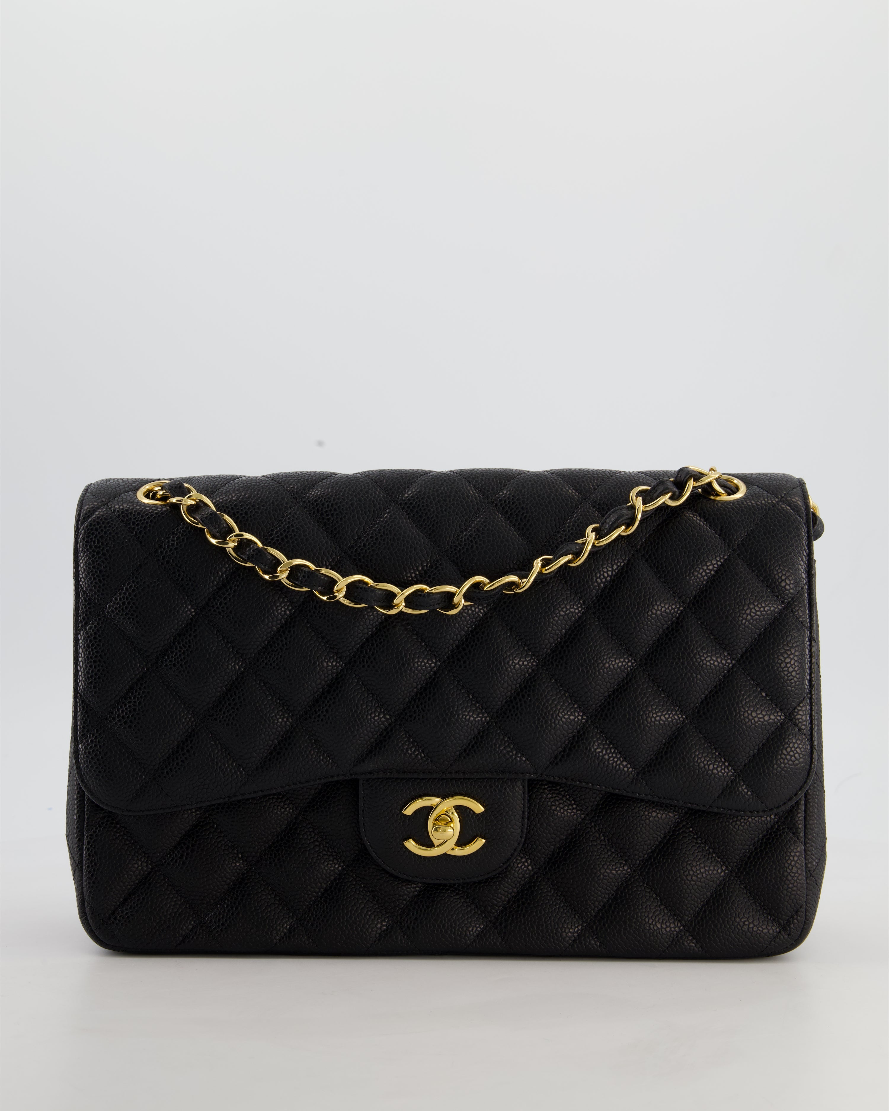 Chanel Jumbo Classic Double Flap Bag in Black Caviar Leather with Gold Hardware RRP £9,540