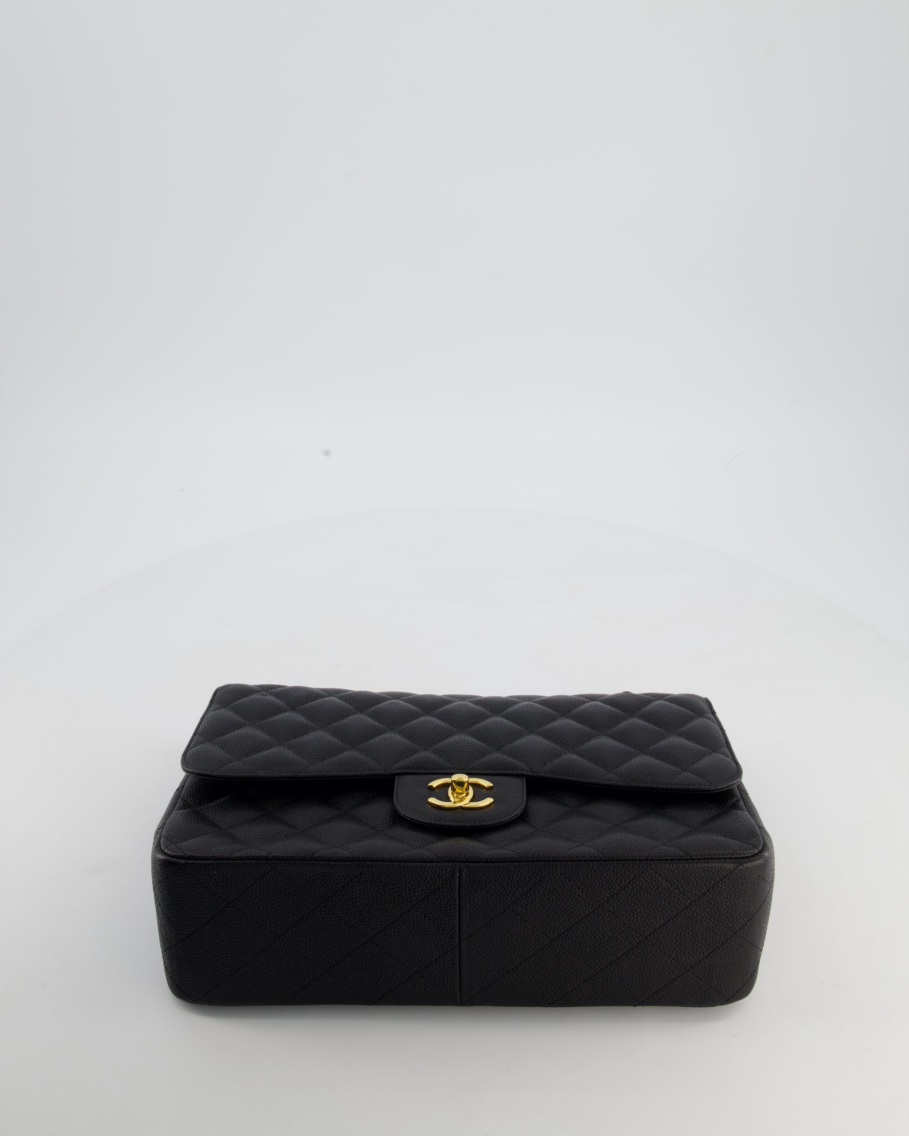 Chanel Jumbo Classic Double Flap Bag in Black Caviar Leather with Gold Hardware RRP £9,540