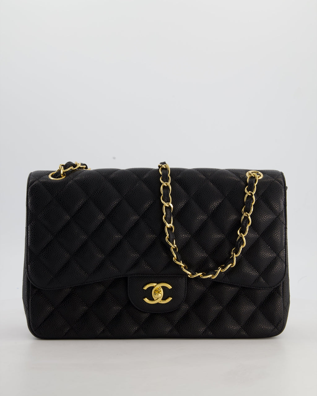 Chanel Jumbo Classic Double Flap Bag in Black Caviar Leather with Gold Hardware RRP £9,540