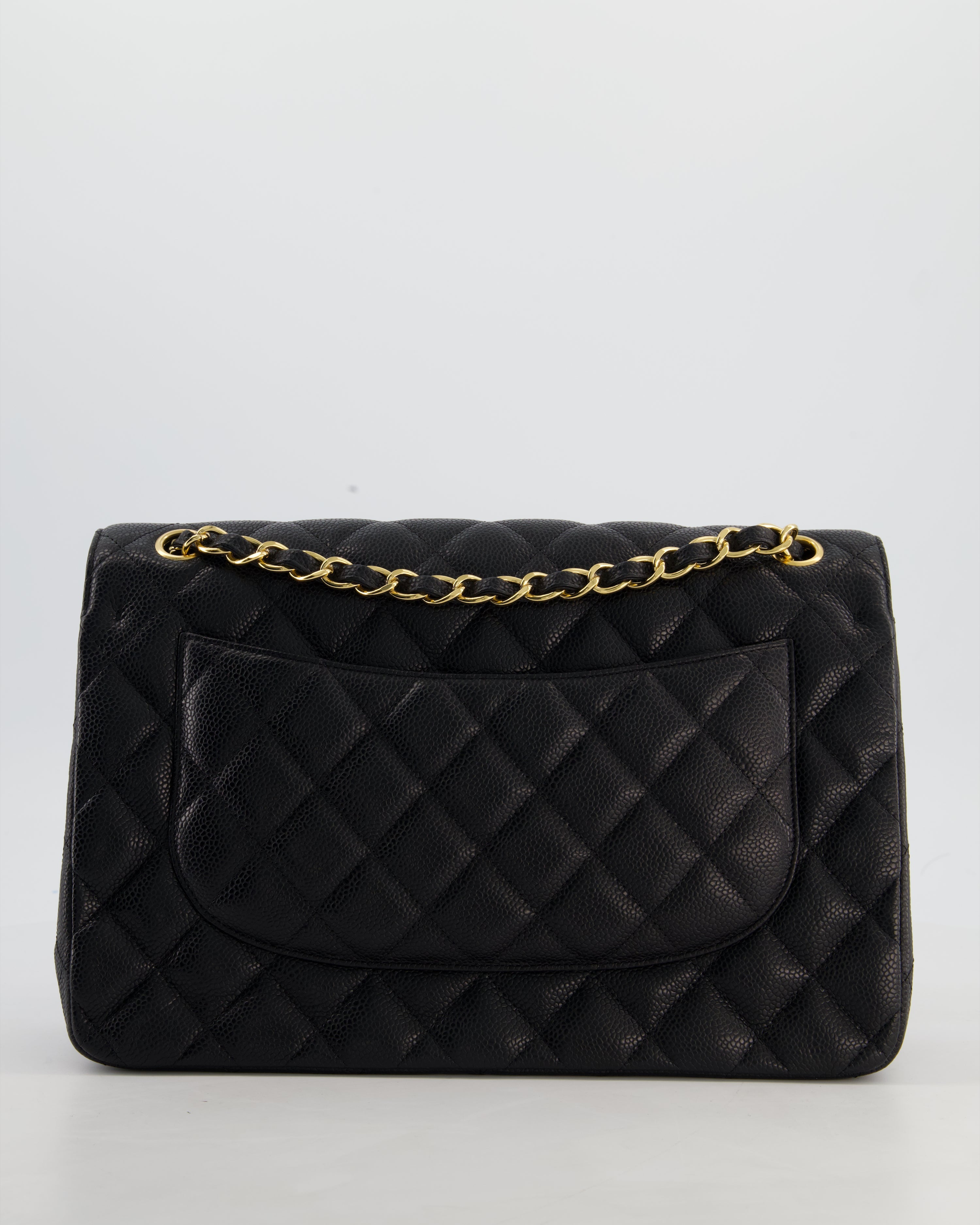 Chanel Jumbo Classic Double Flap Bag in Black Caviar Leather with Gold Hardware RRP £9,540