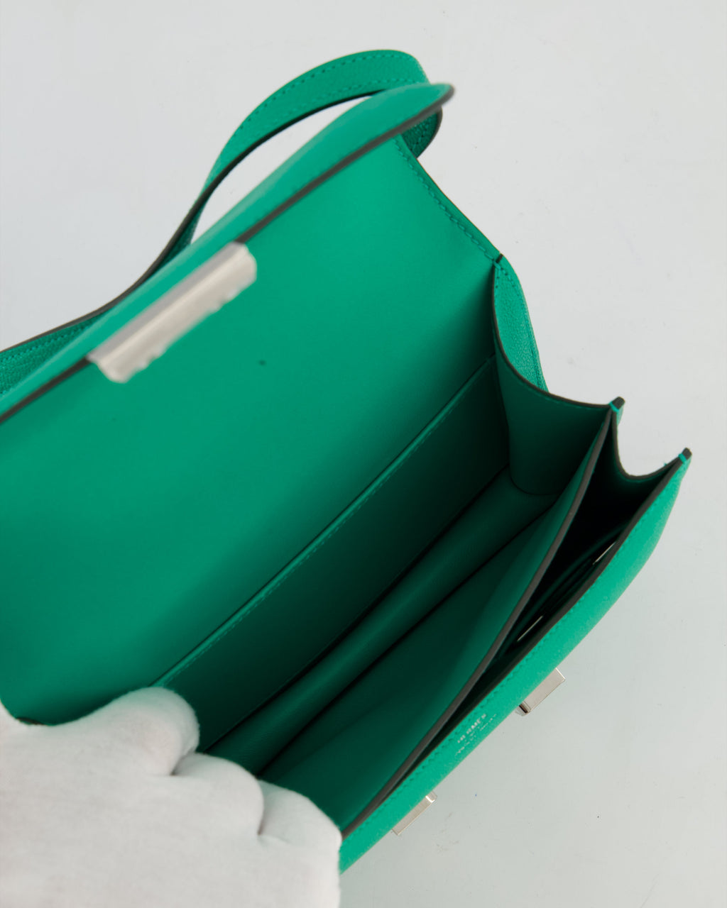 Hermès Mini Constance III Miroir 18 Bag in Menthe Chevre Mysore Leather with Palladium Hardware