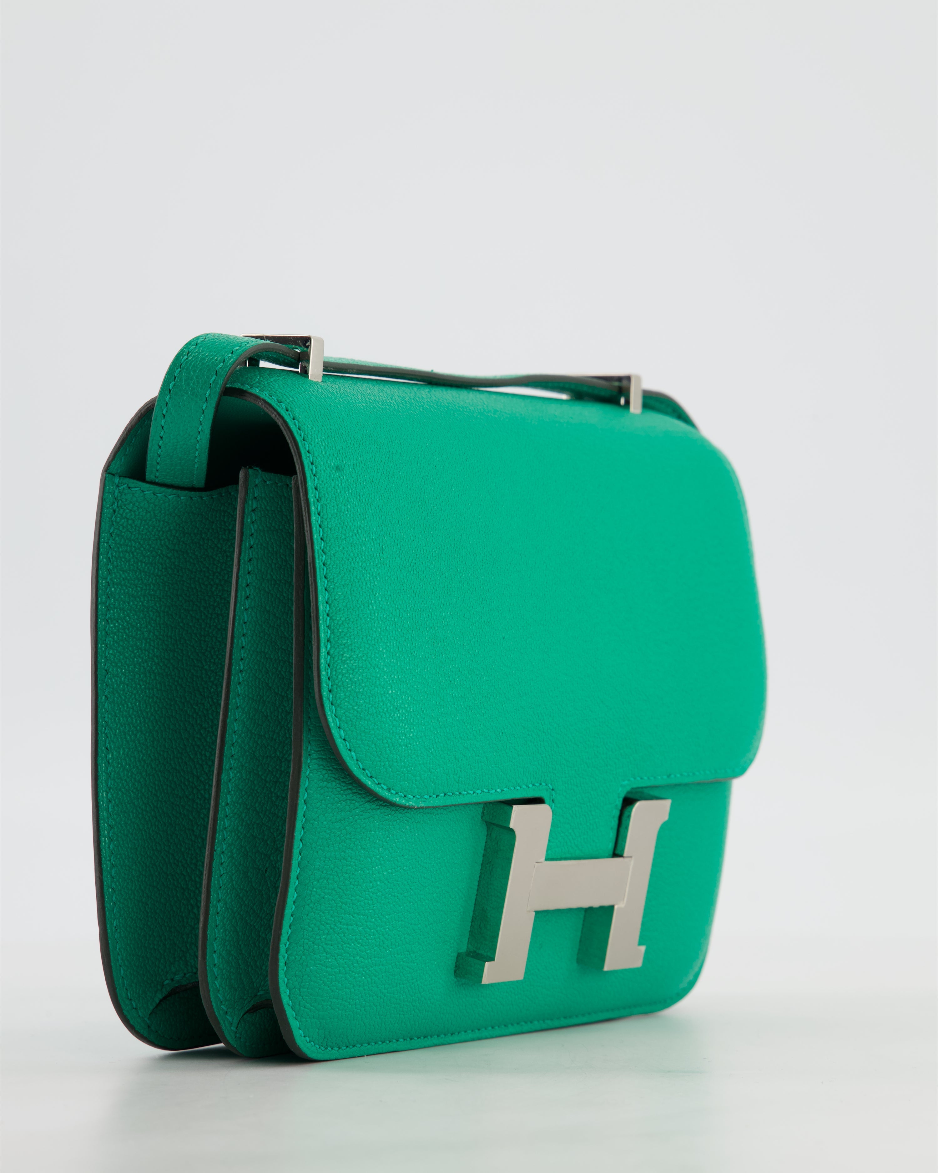 Hermès Mini Constance III Miroir 18 Bag in Menthe Chevre Mysore Leather with Palladium Hardware