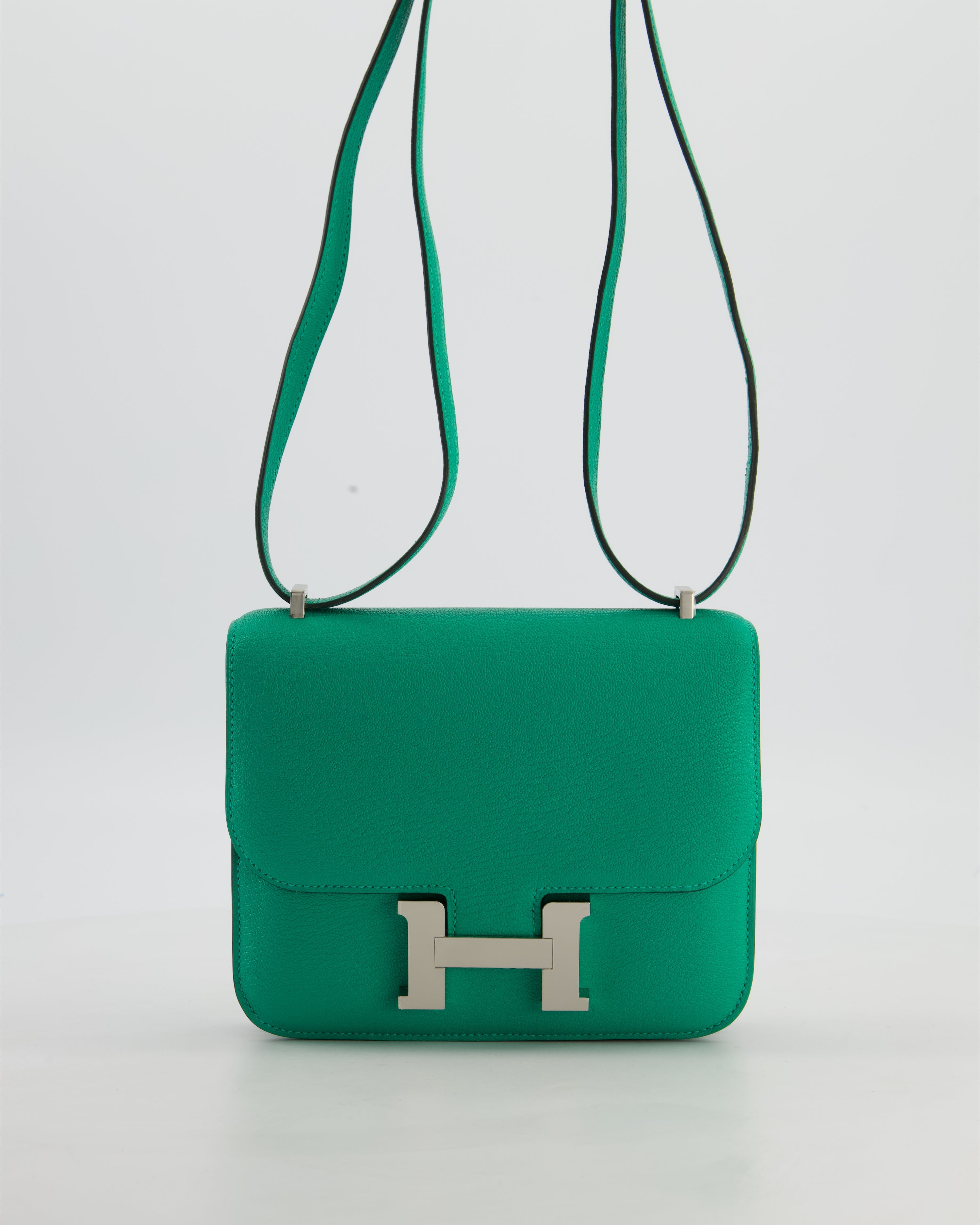 Hermès Mini Constance III Miroir 18 Bag in Menthe Chevre Mysore Leather with Palladium Hardware