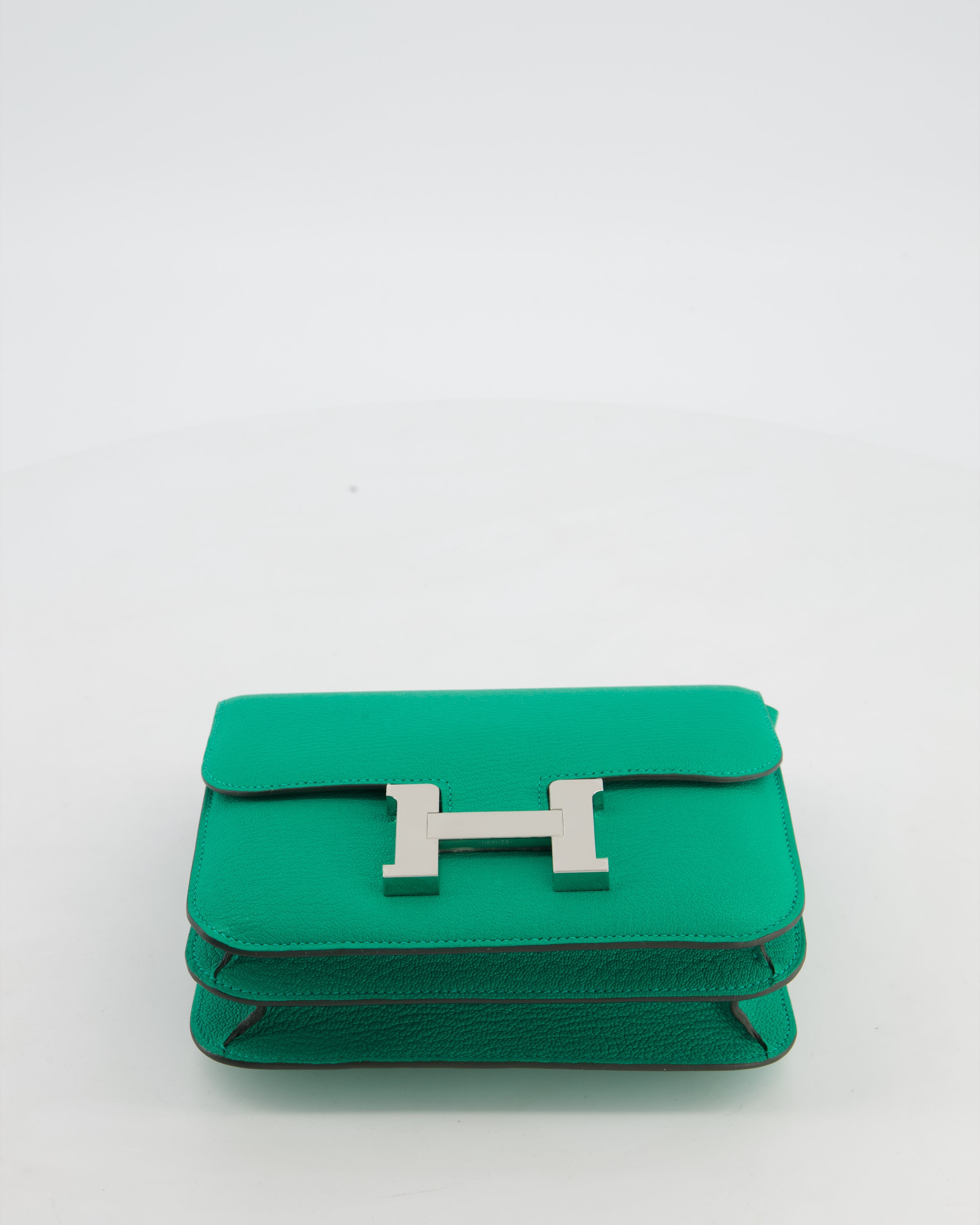 Hermès Mini Constance III Miroir 18 Bag in Menthe Chevre Mysore Leather with Palladium Hardware