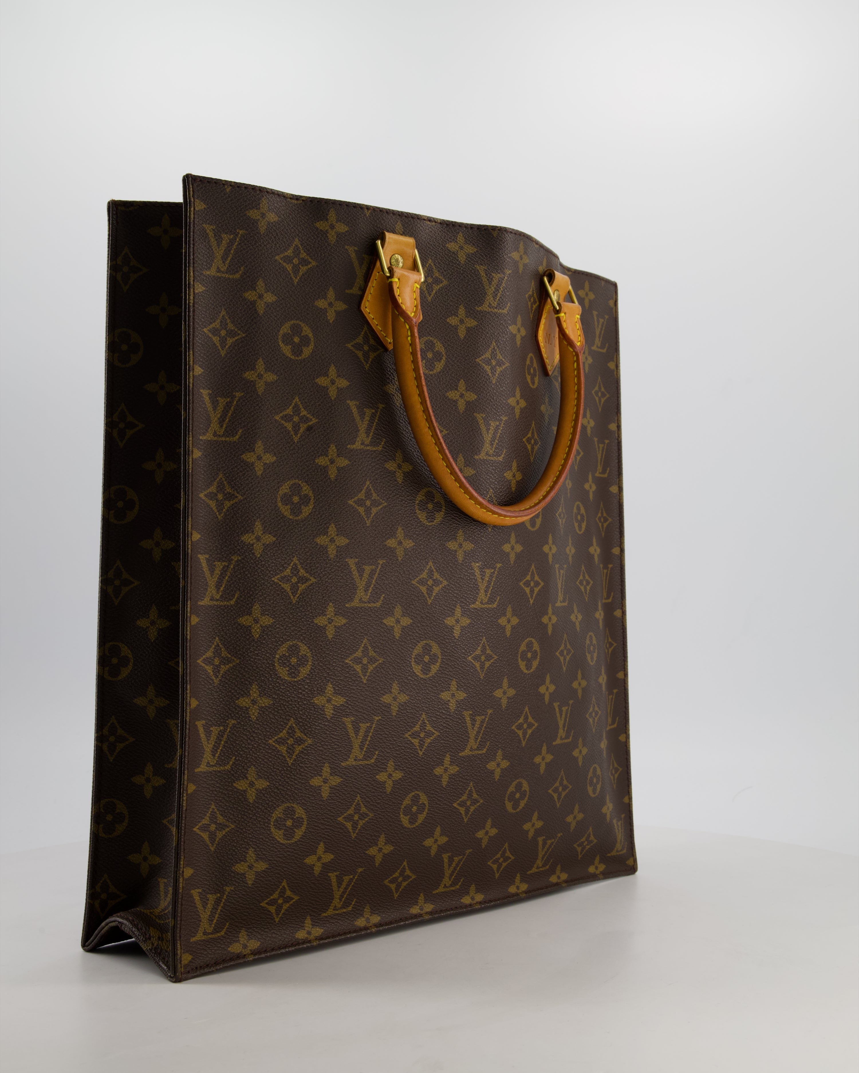 Louis Vuitton Brown Monogram Sac Plat Tote Bag with Gold Hardware