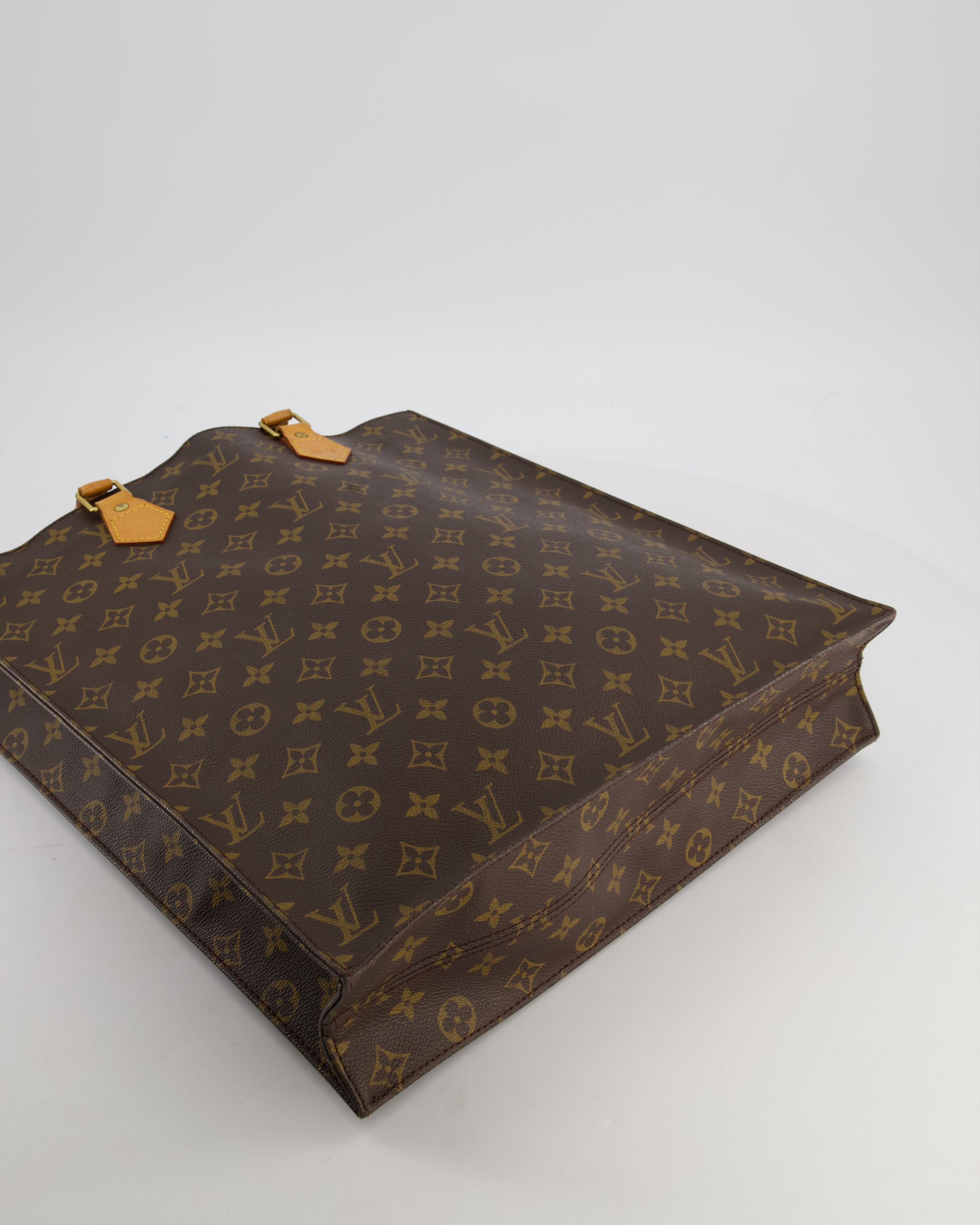Louis Vuitton Brown Monogram Sac Plat Tote Bag with Gold Hardware
