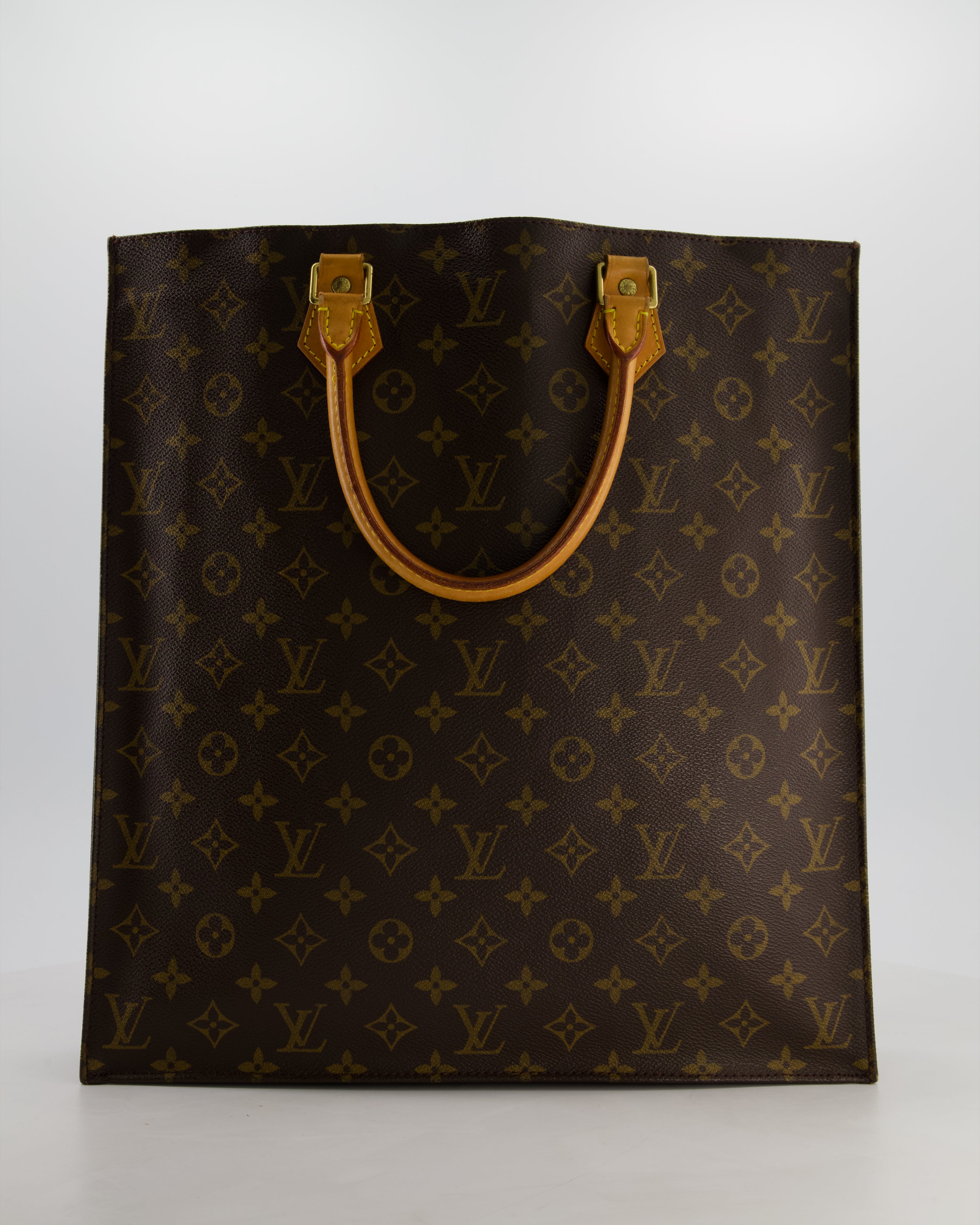 Louis Vuitton Brown Monogram Sac Plat Tote Bag with Gold Hardware